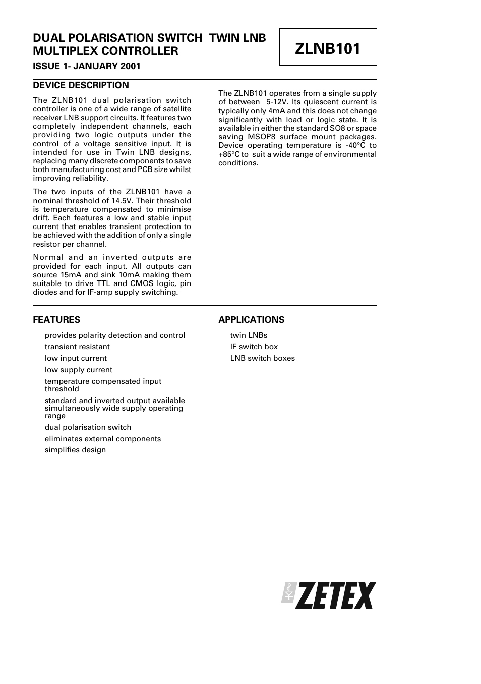 Diodes ZLNB101 User Manual | 5 pages