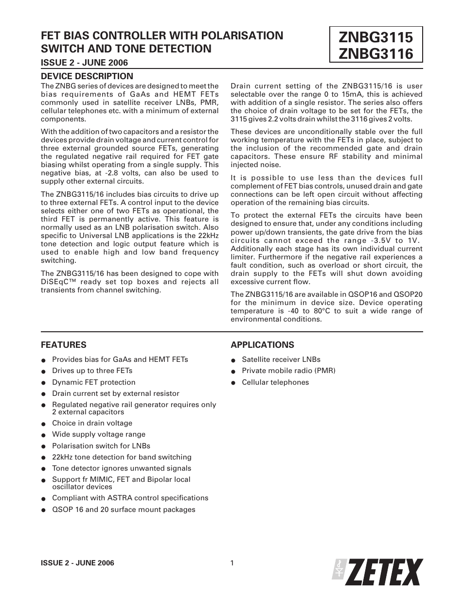 Diodes ZNBG3116 User Manual | 15 pages