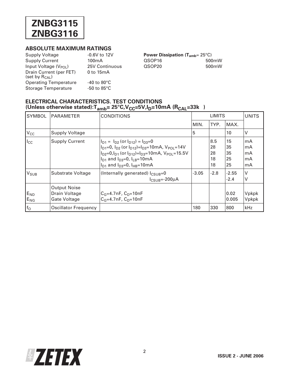 10ma (r | Diodes ZNBG3116 User Manual | Page 2 / 15