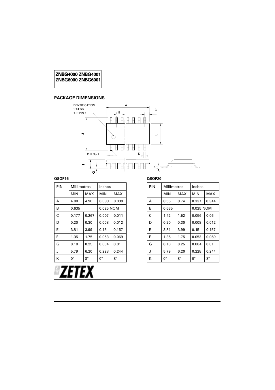 Package dimensions | Diodes ZNBG6001 User Manual | Page 10 / 10