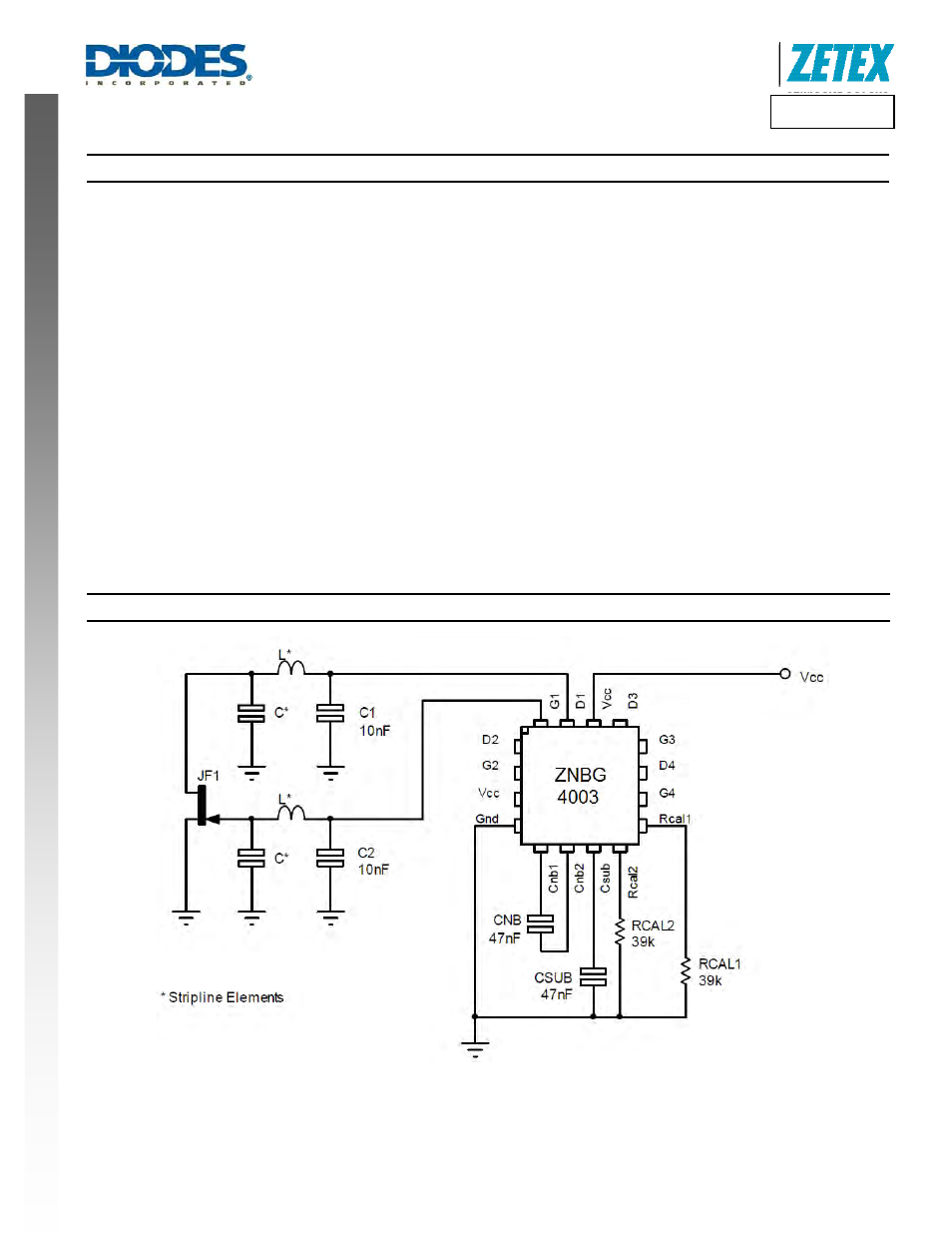 New prod uc t, Znbg4003, Device description | Typical application circuit | Diodes ZNBG4003 User Manual | Page 2 / 6