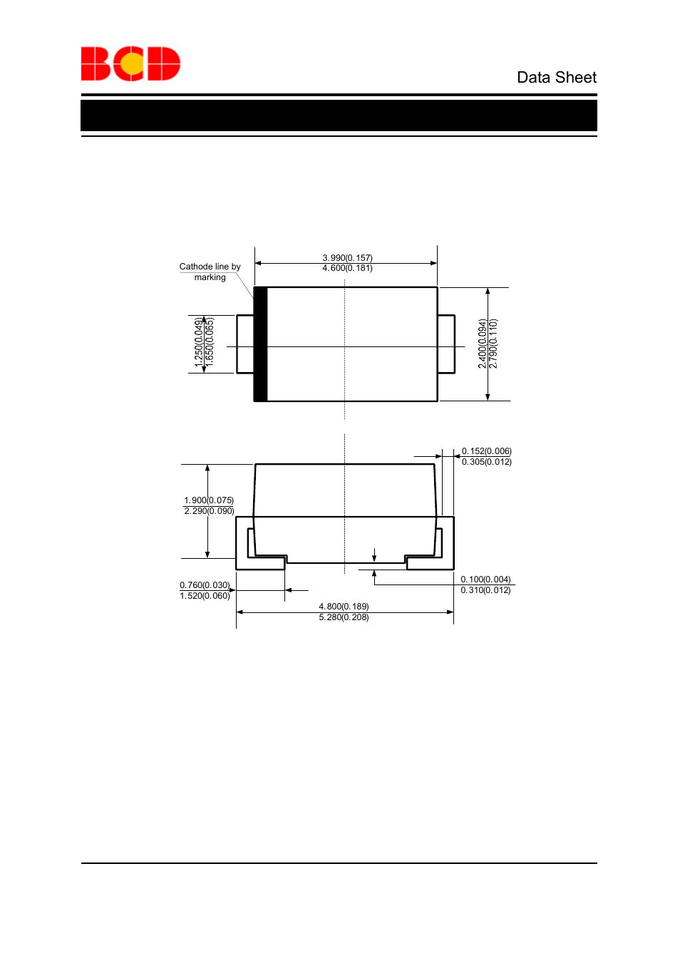 Data sheet, Schottky barrier rectifier apd360, Mechanical dimensions (continued) | Do-214ac unit: mm(inch) | Diodes APD360 User Manual | Page 9 / 10