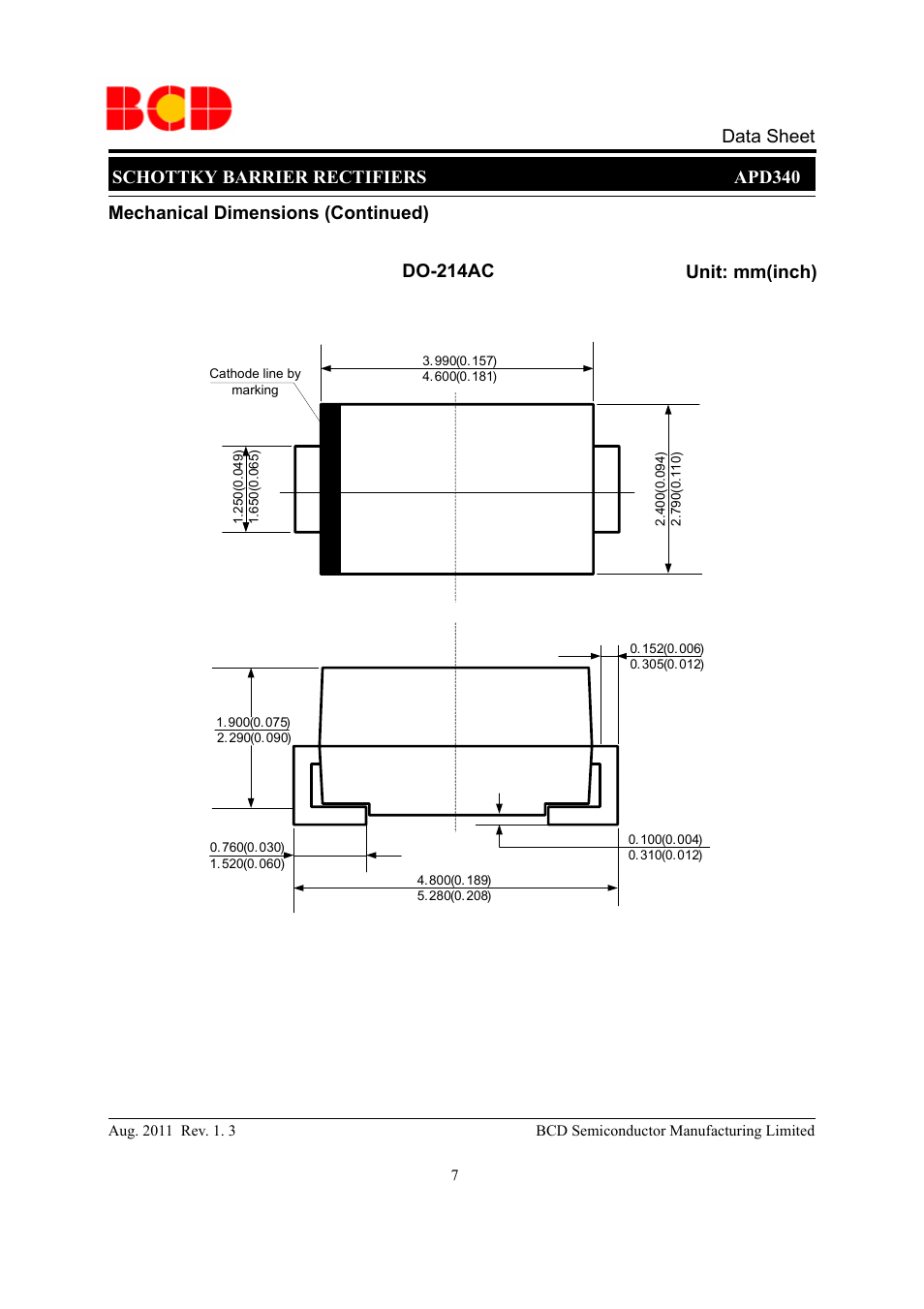 Schottky barrier rectifiers apd340 data sheet | Diodes APD340 User Manual | Page 7 / 8