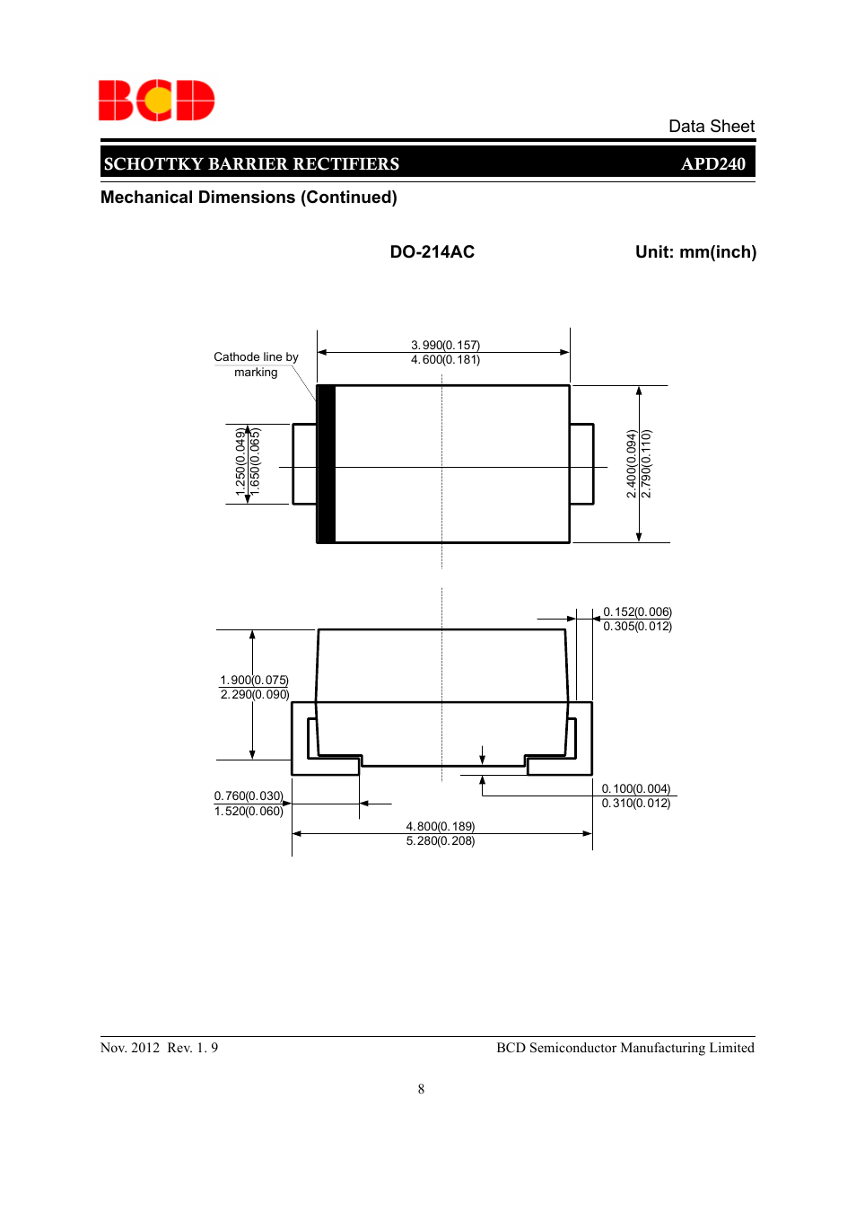 Schottky barrier rectifiers apd240 data sheet | Diodes APD240 User Manual | Page 8 / 10