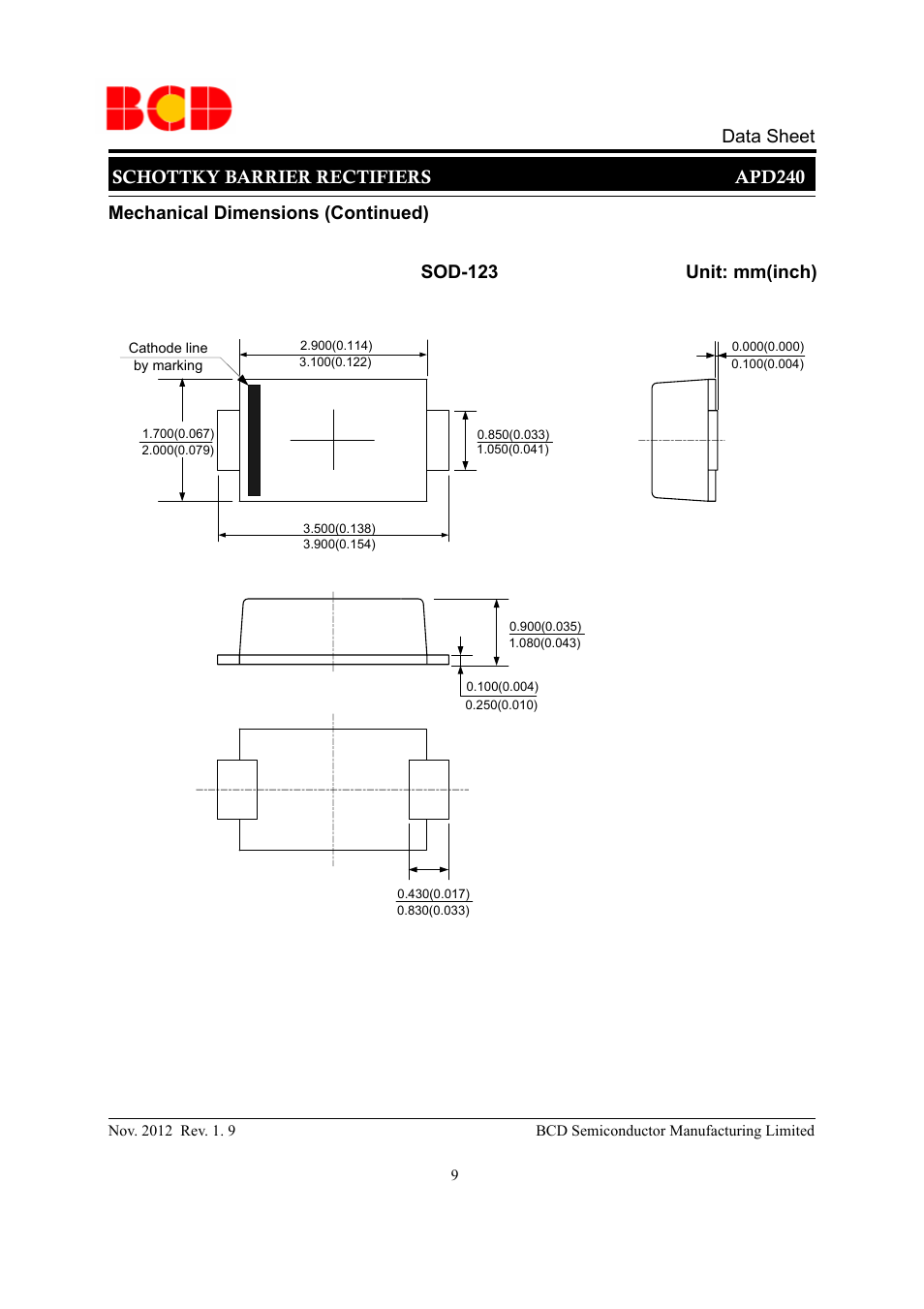 Schottky barrier rectifiers apd240 data sheet | Diodes APD240 User Manual | Page 9 / 10