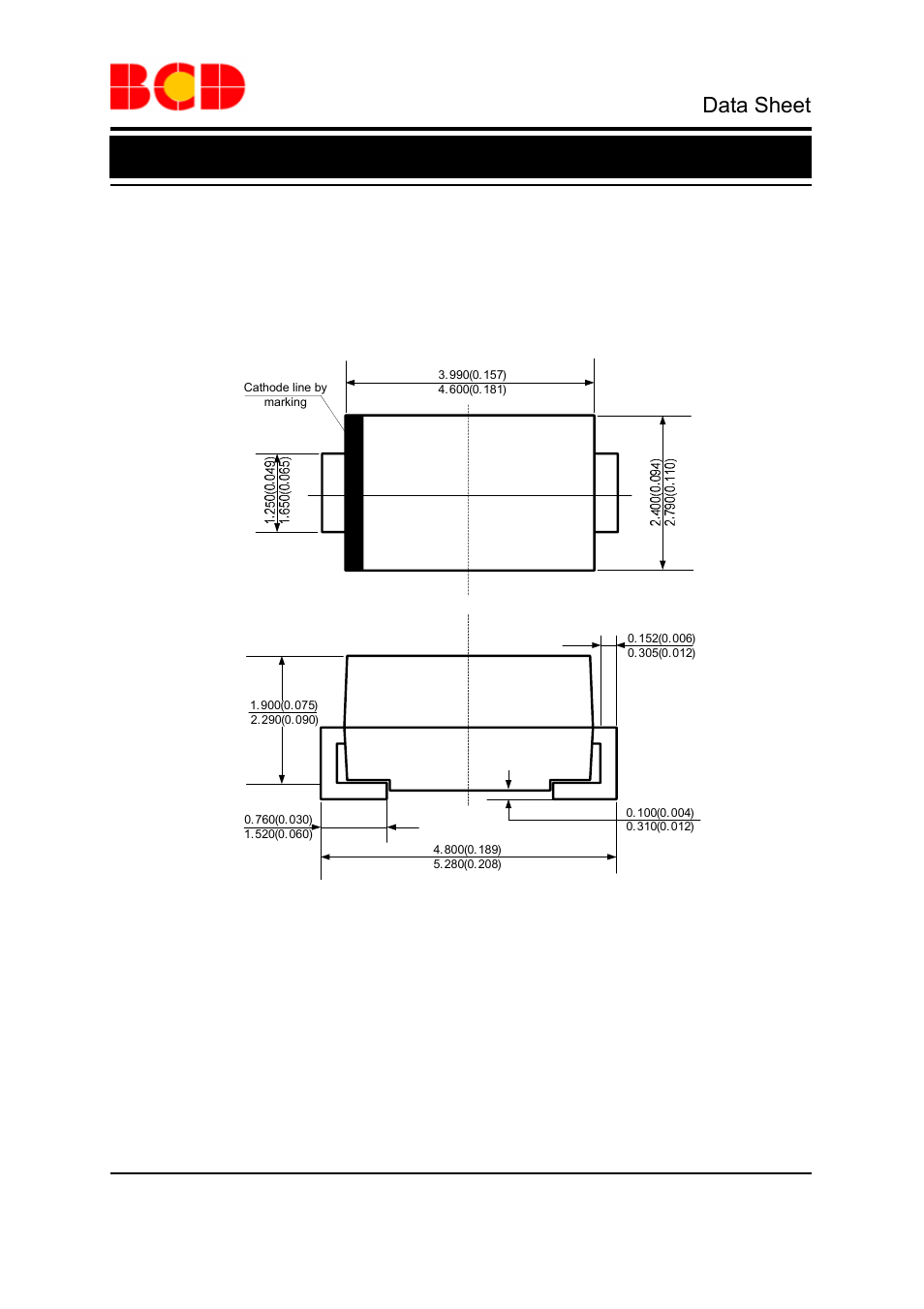 Data sheet, Schottky barrier rectifier apd160, Mechanical dimensions (continued) | Do-214ac unit: mm(inch) | Diodes APD160 User Manual | Page 8 / 9