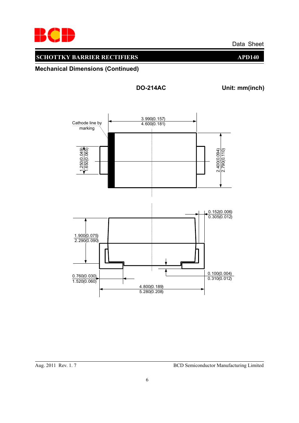 Schottky barrier rectifiers apd140 data sheet | Diodes APD140 User Manual | Page 6 / 7