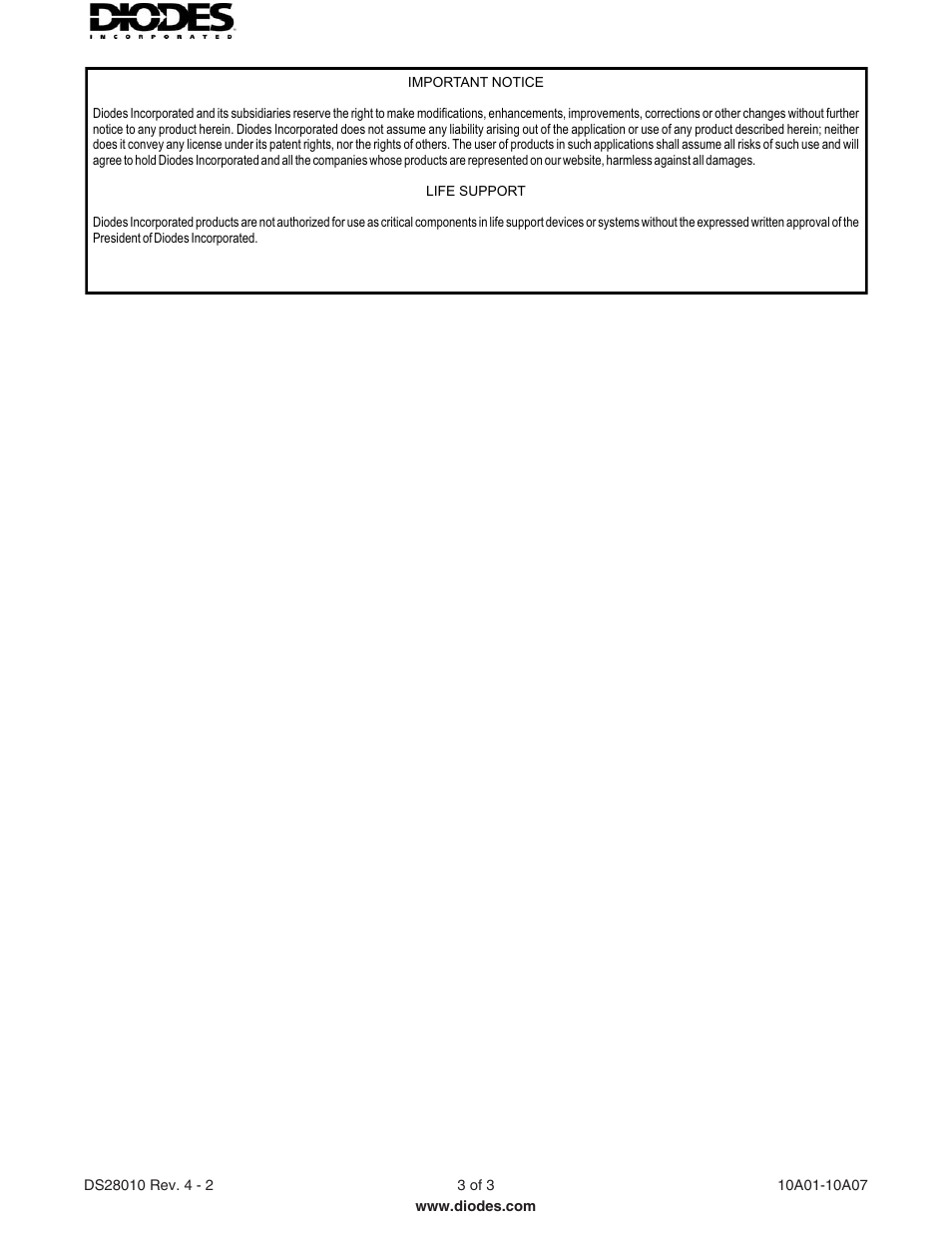 Diodes 10A01 - 10A07 User Manual | Page 3 / 3