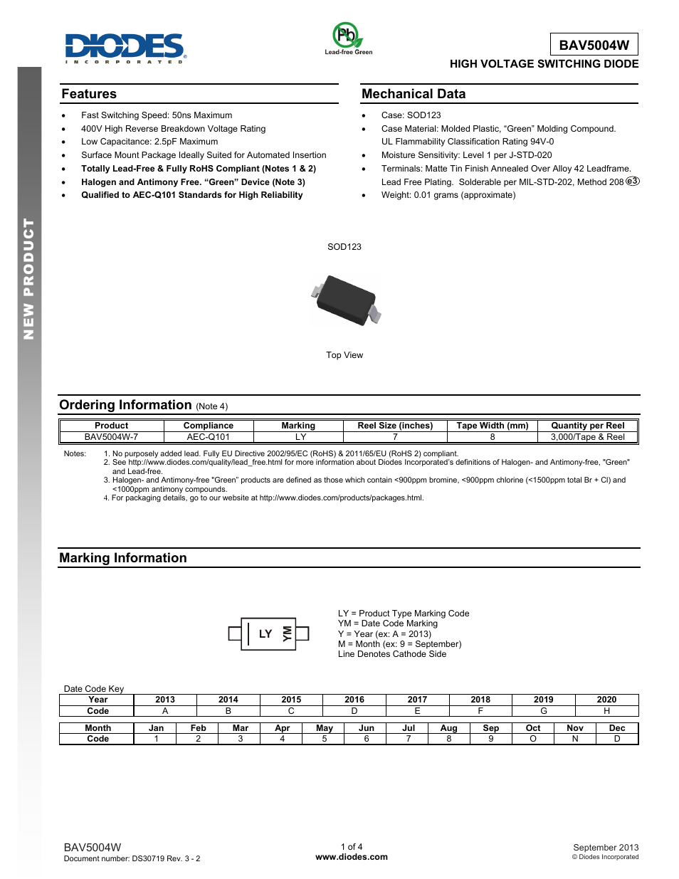 Diodes BAV5004W User Manual | 4 pages