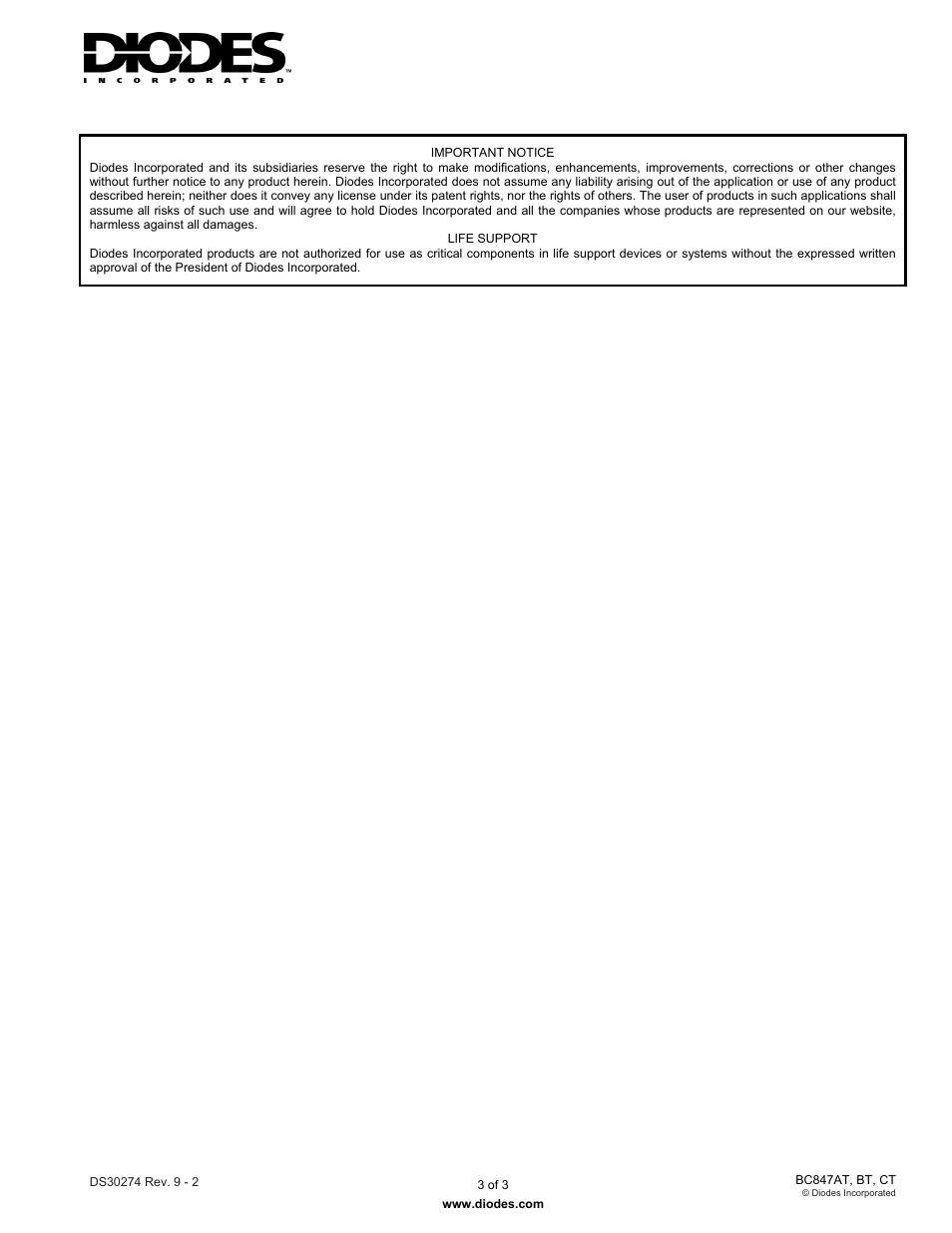 Diodes BC847AT, BT, CT User Manual | Page 3 / 3