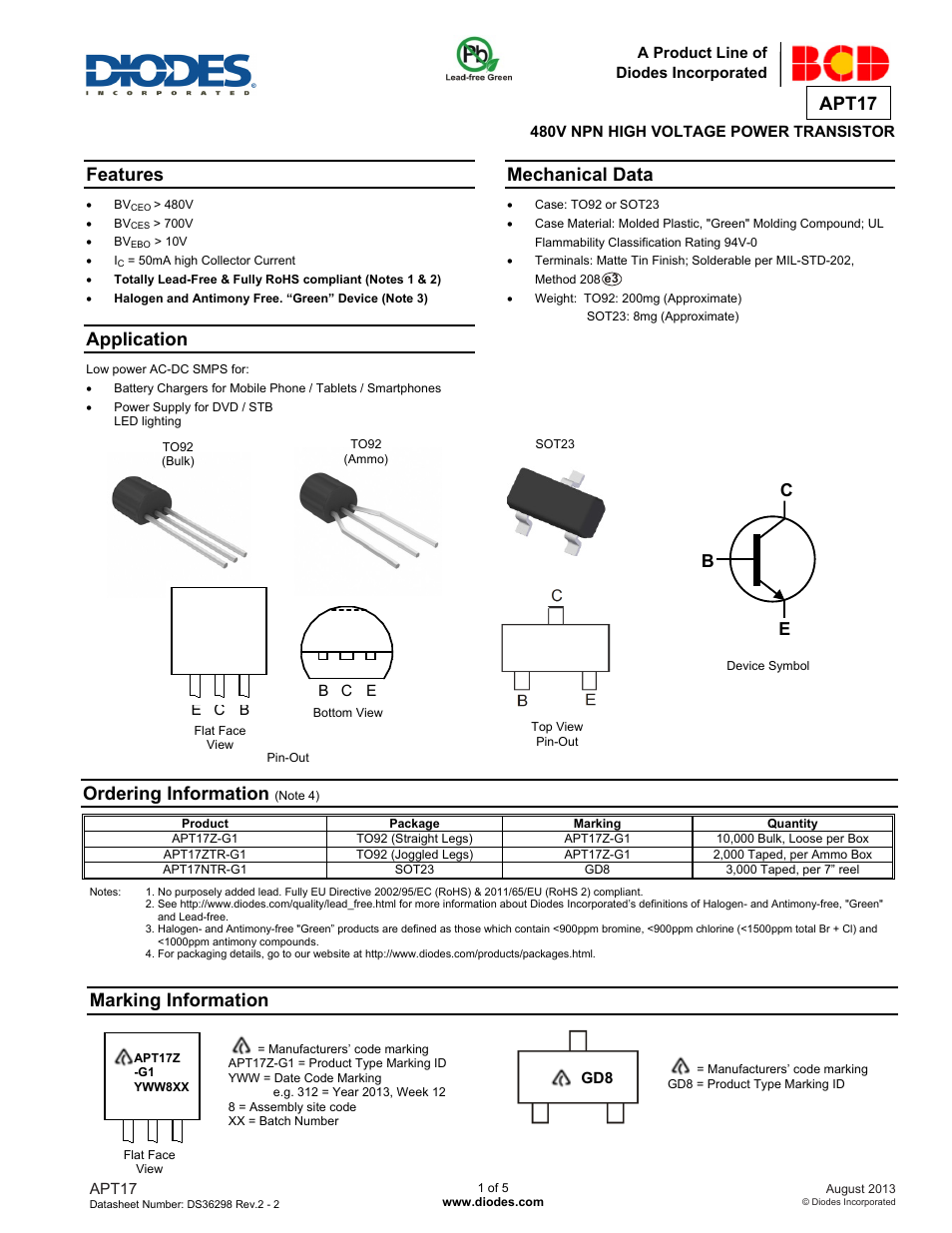 Diodes APT17 User Manual | 5 pages