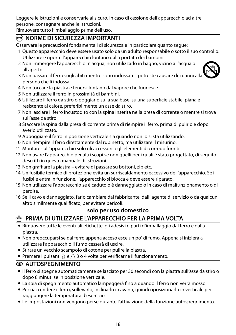 Anorme di sicurezza importanti, Cautospegnimento | RUSSELL HOBBS 14545-56 User Manual | Page 18 / 92