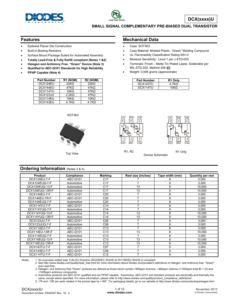 Diodes DCX (xxxx) U User Manual | 12 pages
