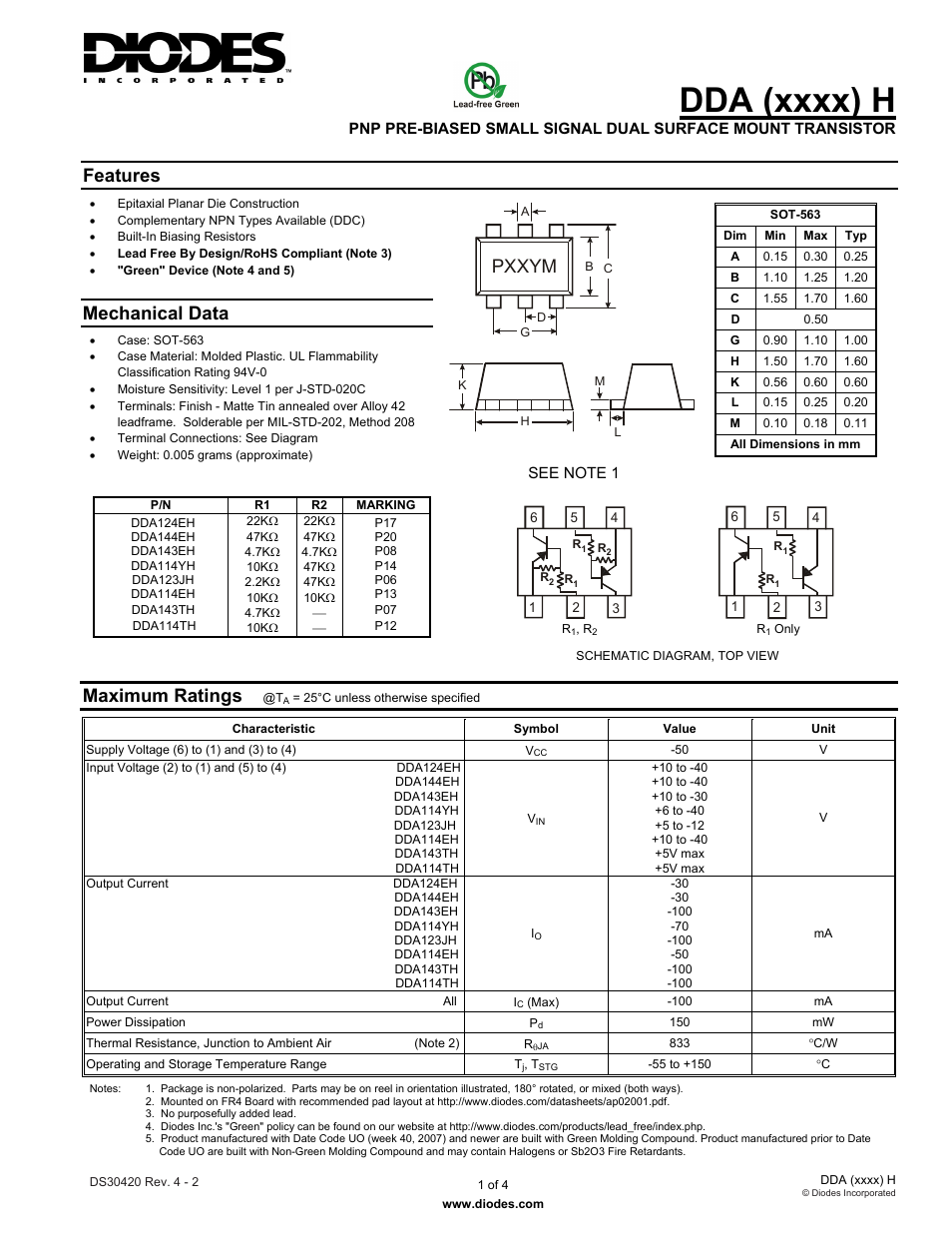 Diodes DDA (xxxx) H User Manual | 4 pages