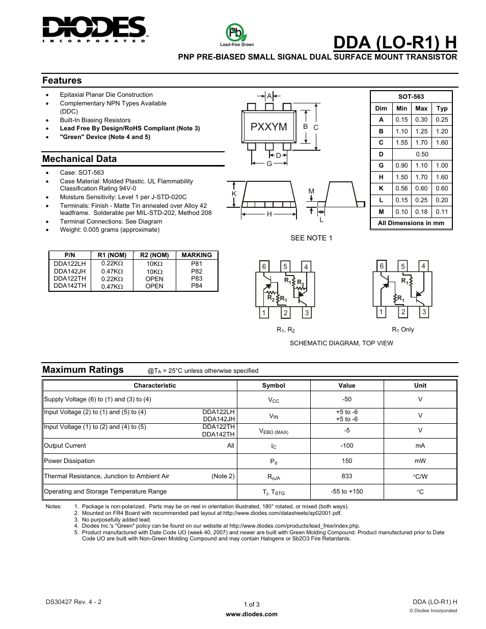 Diodes DDA (LO-R1) H User Manual | 3 pages