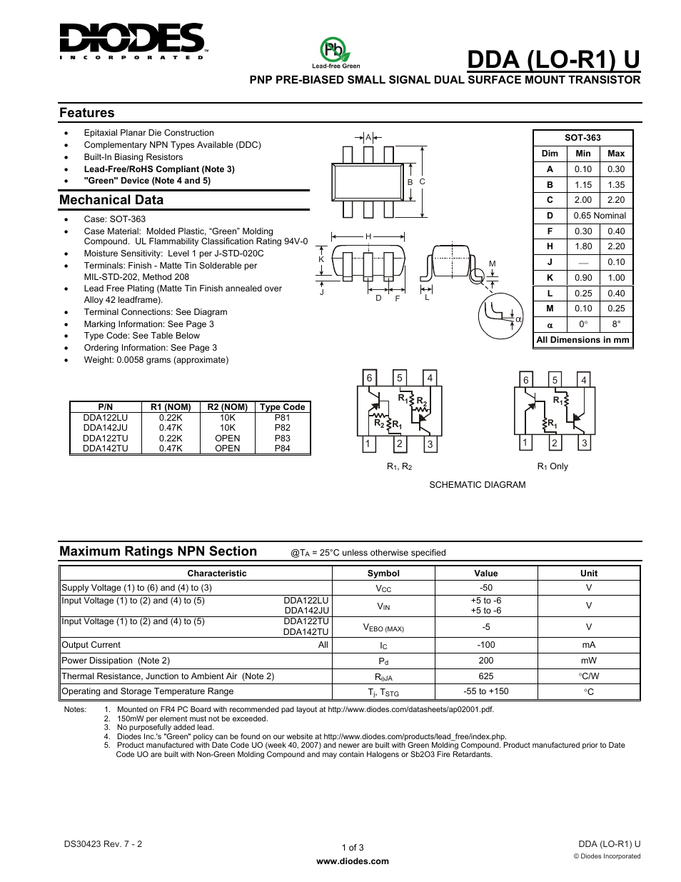 Diodes DDA (LO-R1) U User Manual | 3 pages