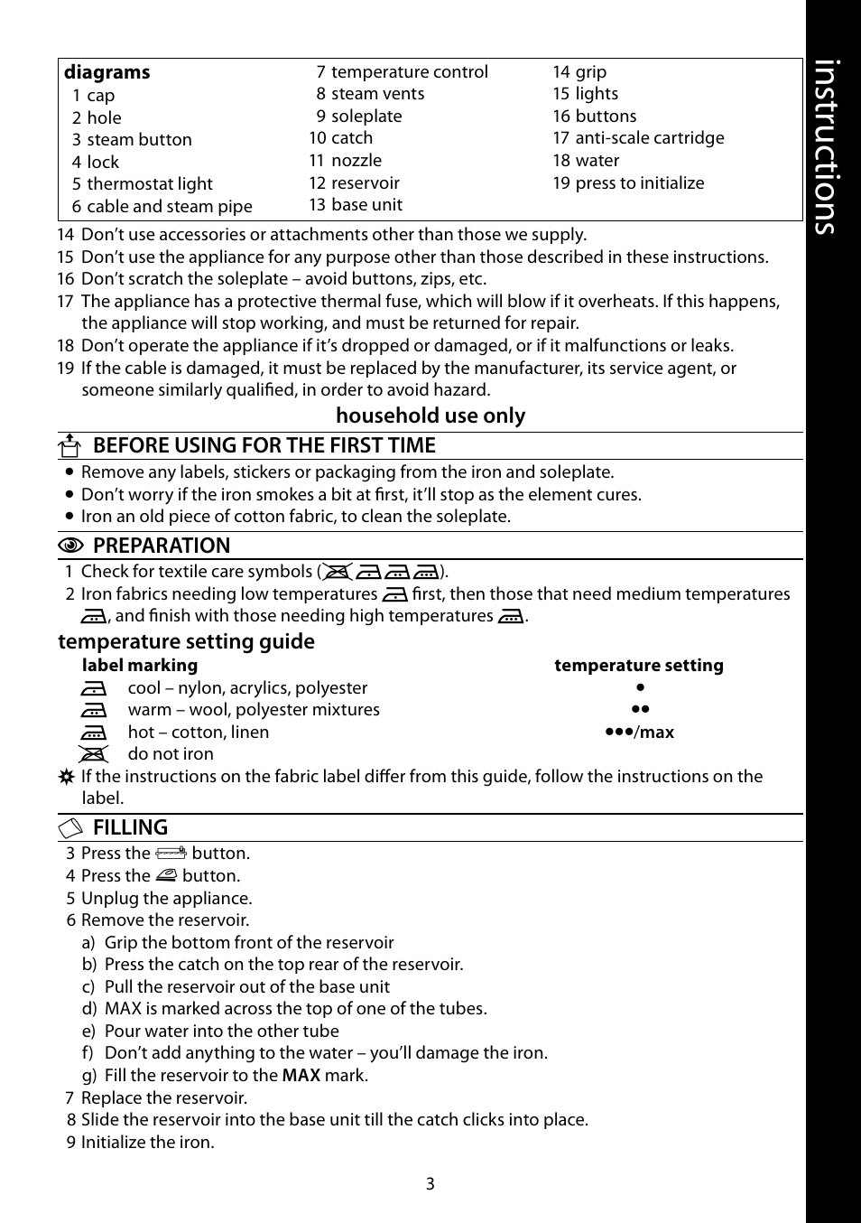 Ins tru cti ons | RUSSELL HOBBS STEAM GLIDE User Manual | Page 3 / 92