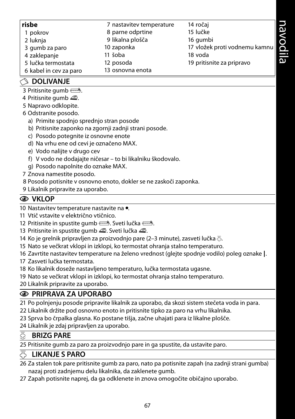 Na vo dil a | RUSSELL HOBBS STEAM GLIDE User Manual | Page 67 / 92