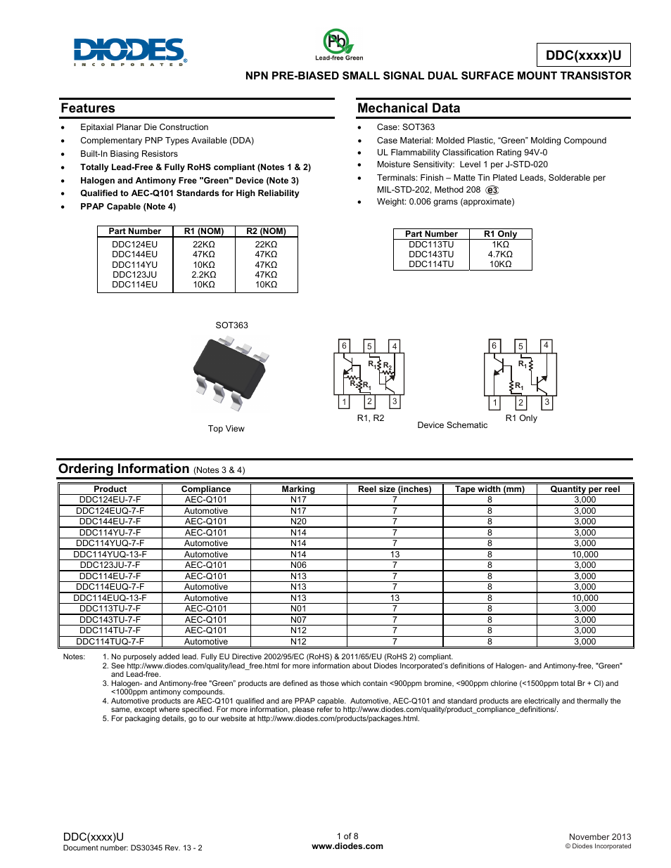 Diodes DDC (xxxx) U User Manual | 8 pages