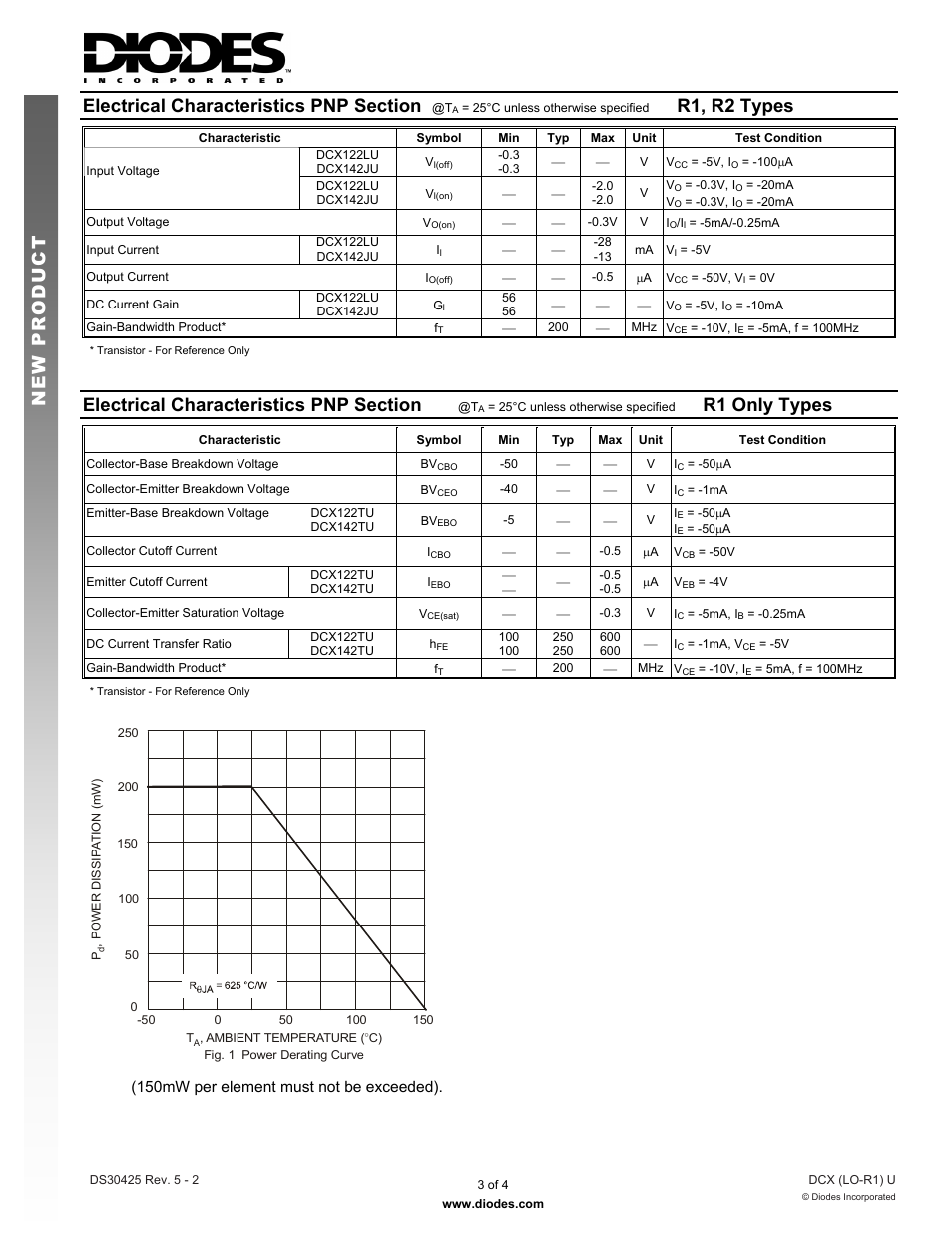 R1, r2 types, New prod uc t, R1 only types | Diodes DCX (LO-R1) U User Manual | Page 3 / 4