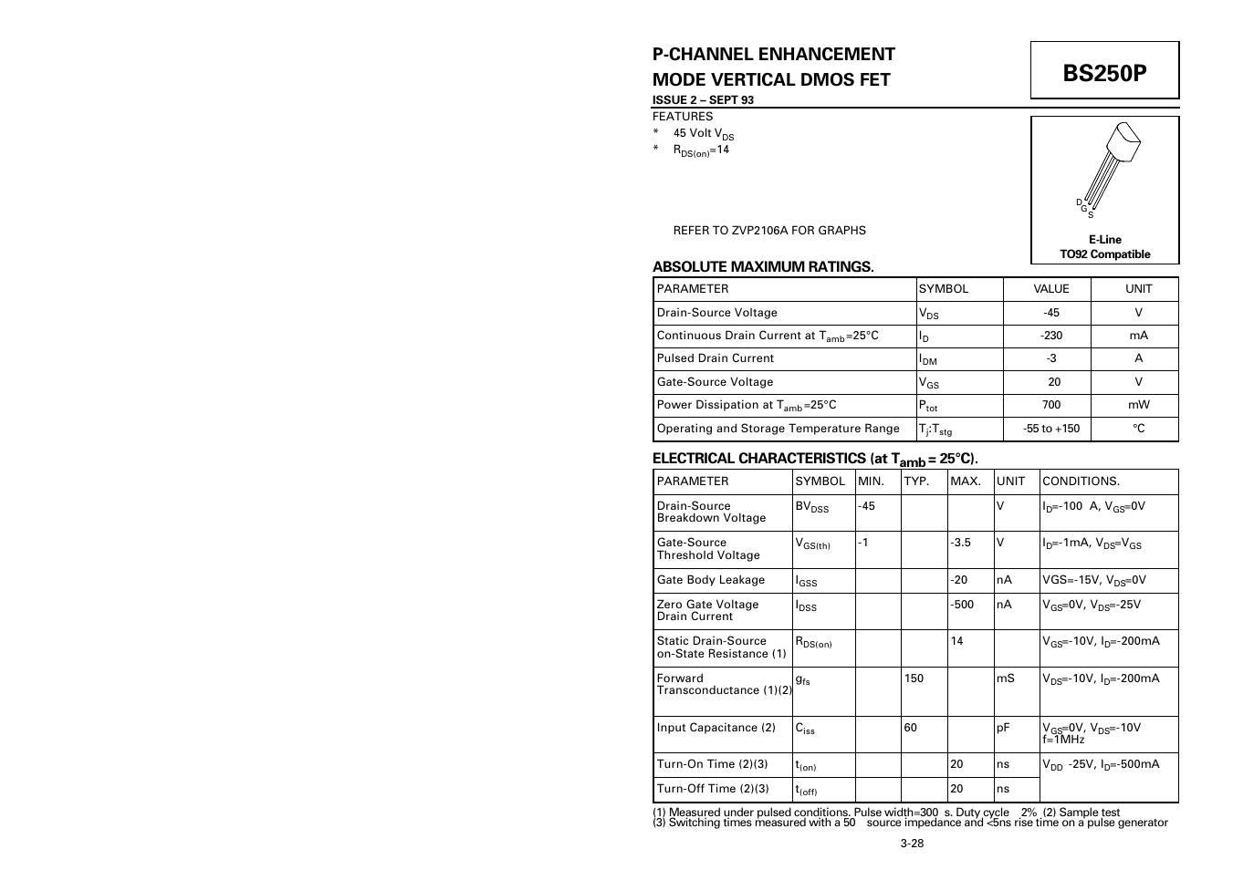 Diodes BS250P User Manual | 1 page