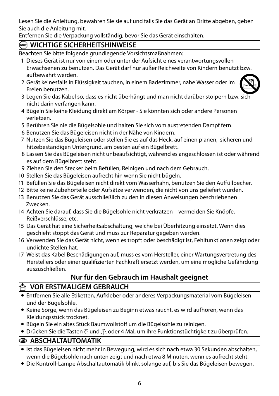 Awichtige sicherheitshinweise, Cabschaltautomatik | RUSSELL HOBBS 18464-56 User Manual | Page 6 / 92