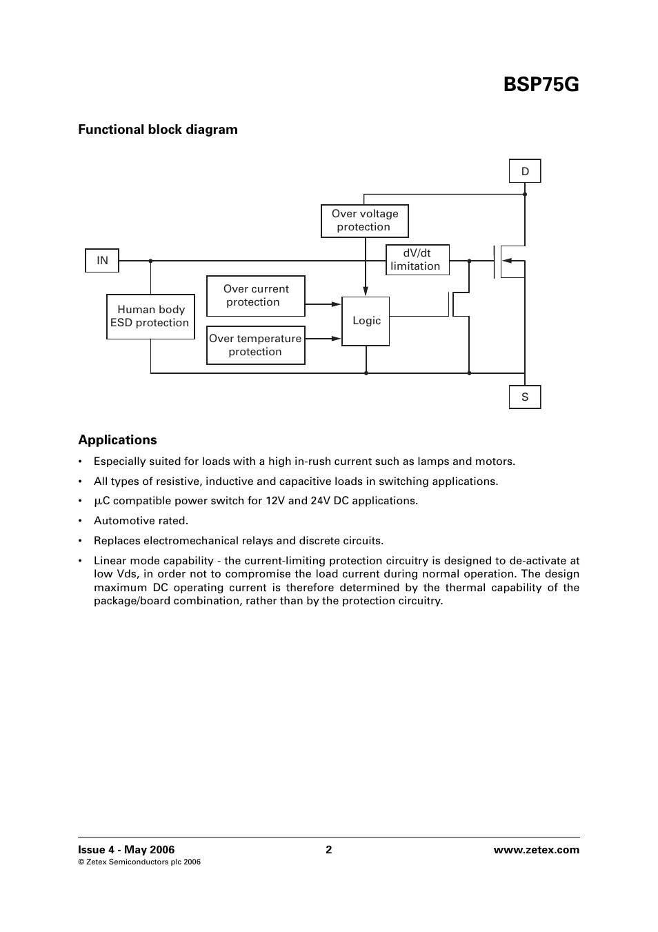 Bsp75g | Diodes BSP75G User Manual | Page 2 / 8