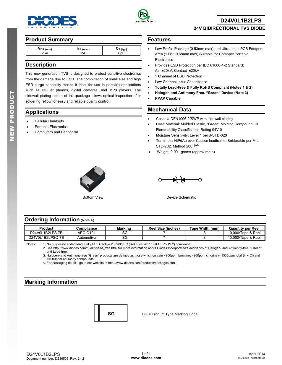 Diodes D24V0L1B2LPS User Manual | 4 pages