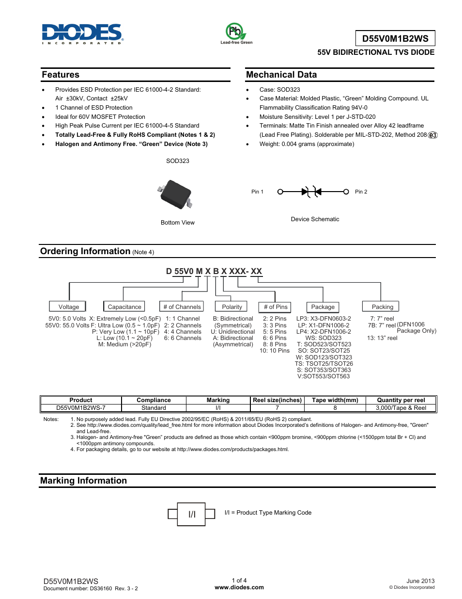 Diodes D55V0M1B2WS User Manual | 4 pages