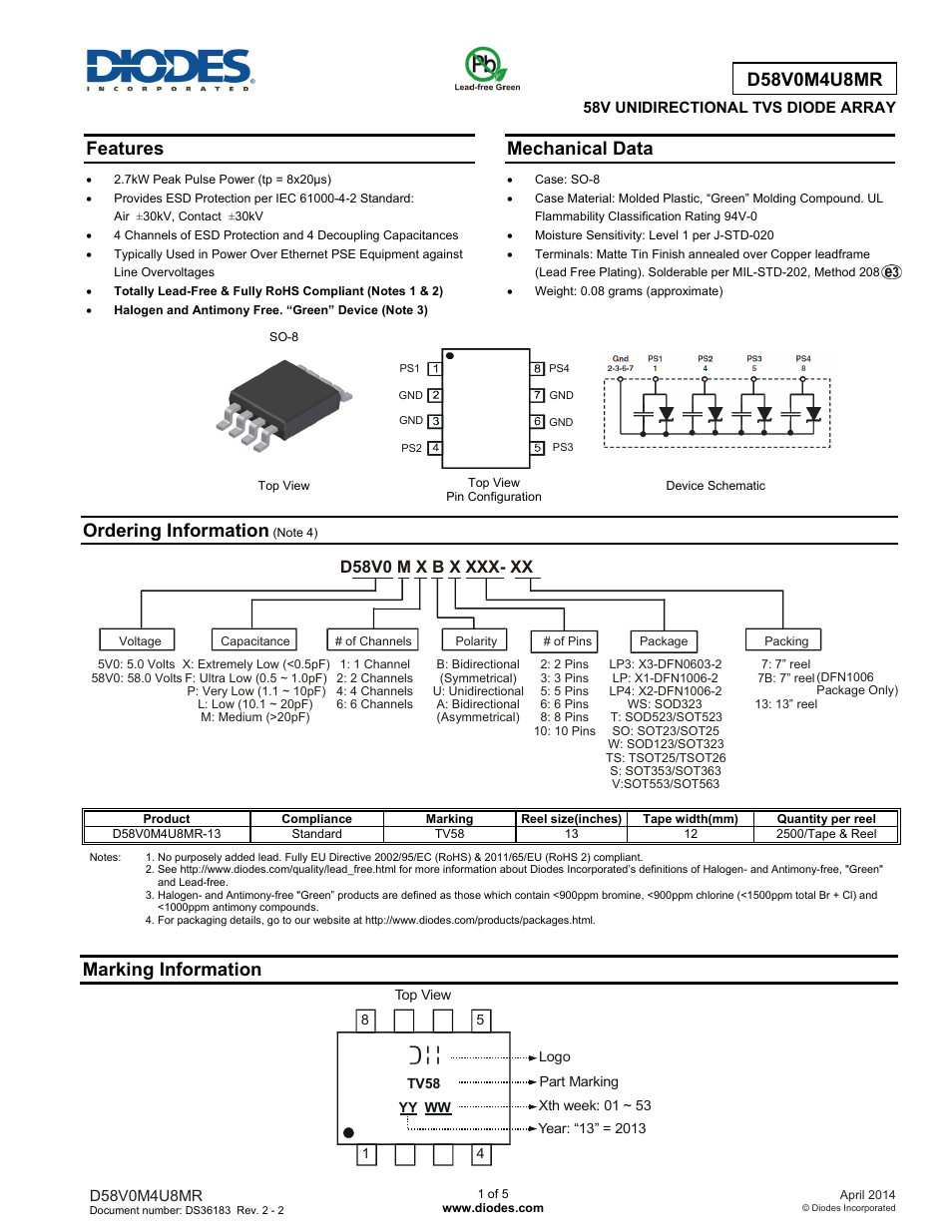 Diodes D58V0M4U8MR User Manual | 5 pages