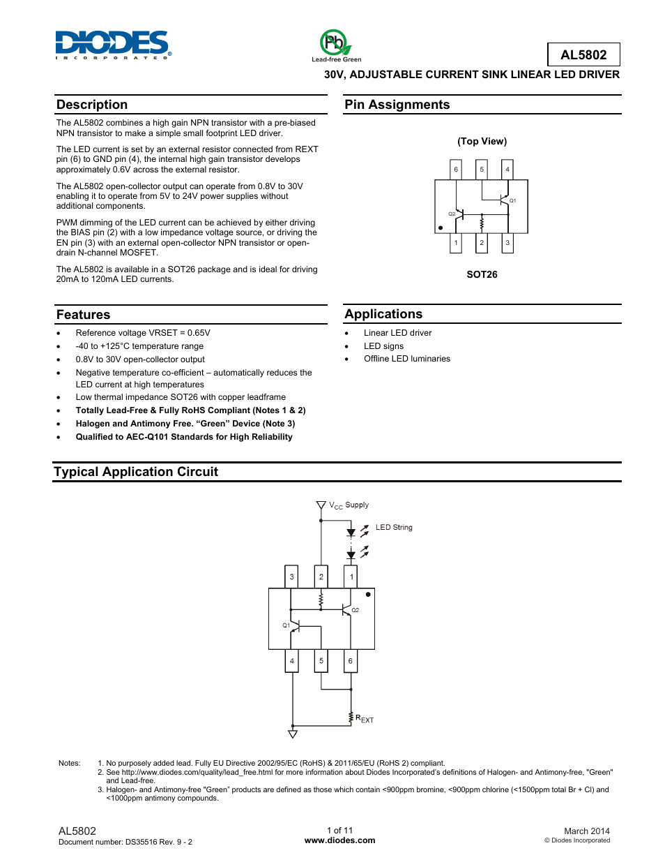 Diodes AL5802 User Manual | 11 pages