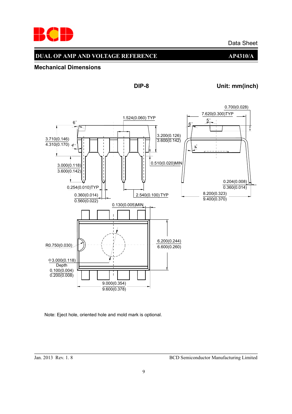 Dual op amp and voltage reference ap4310/a | Diodes AP4310/A User Manual | Page 9 / 11