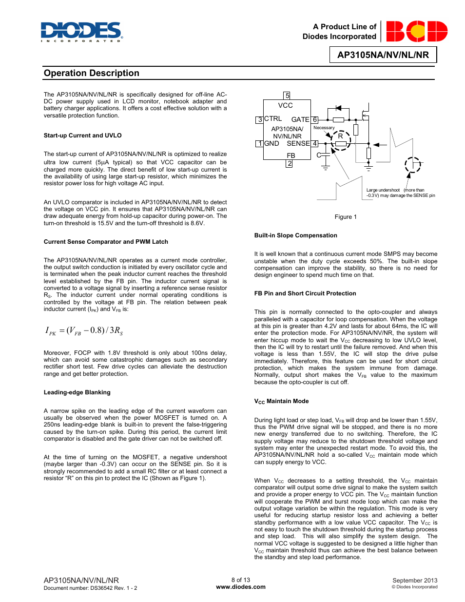 Ap3105na/nv/nl/nr, Operation description, Rv i 3 / ) 8 . 0 | Diodes AP3105NA/NV/NL/NR User Manual | Page 8 / 13
