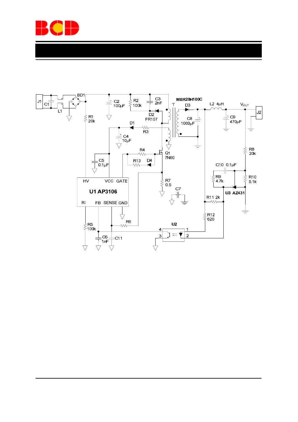 Preliminary datasheet, High voltage green mode pwm controller ap3106, Typical application | Diodes AP3106 User Manual | Page 9 / 11