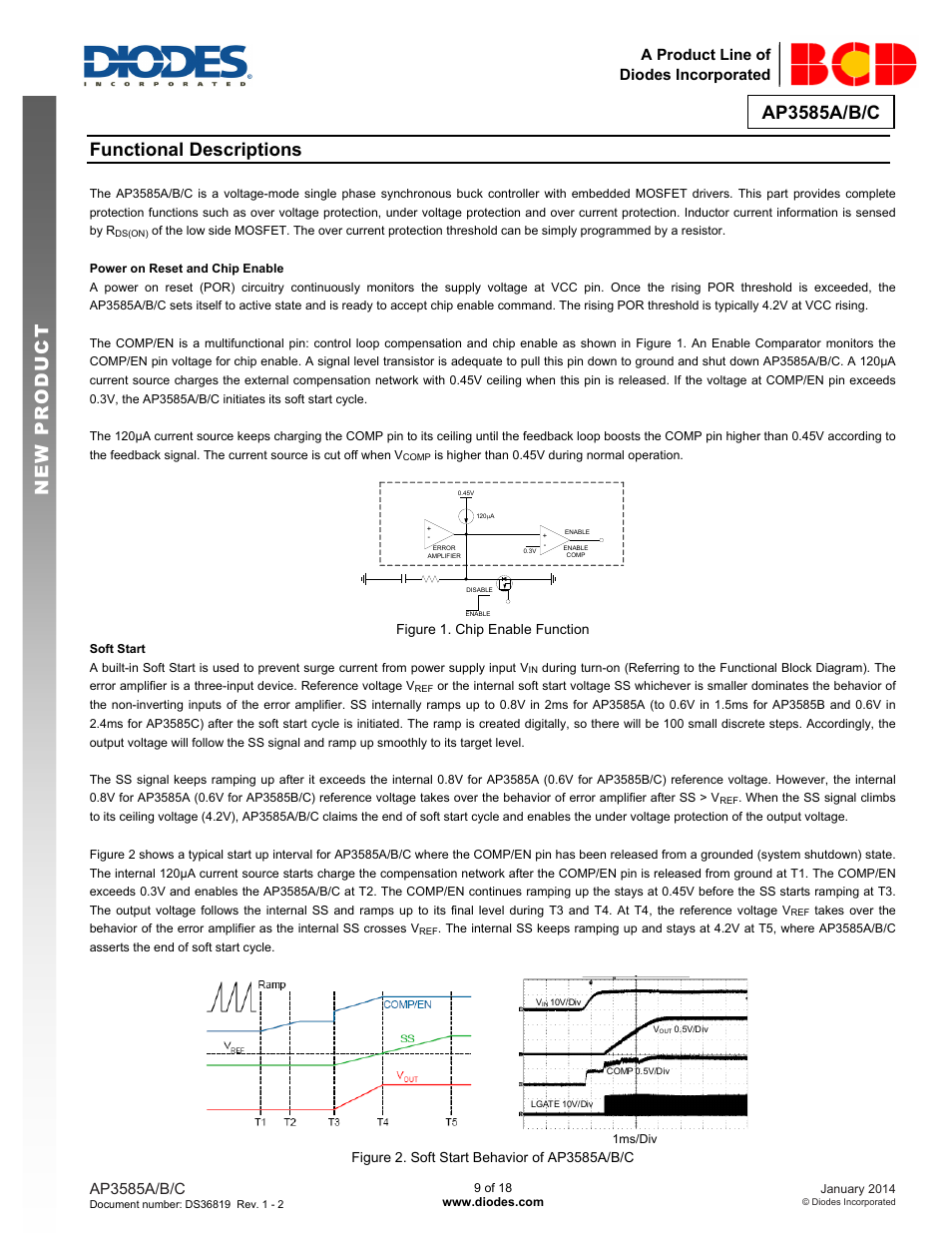 New prod uc t functional descriptions, Ap3585a/b/c, A product line of diodes incorporated | Diodes AP3585A/B/C User Manual | Page 9 / 18