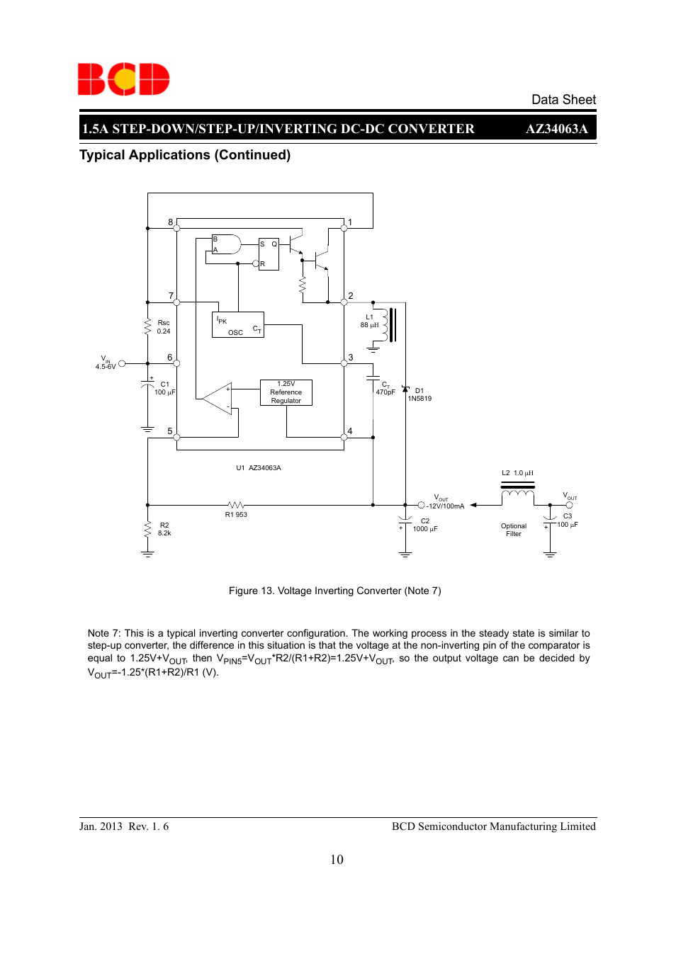 Typical applications (continued), Then v, So the output voltage can be decided by v | Diodes AZ34063A User Manual | Page 10 / 13