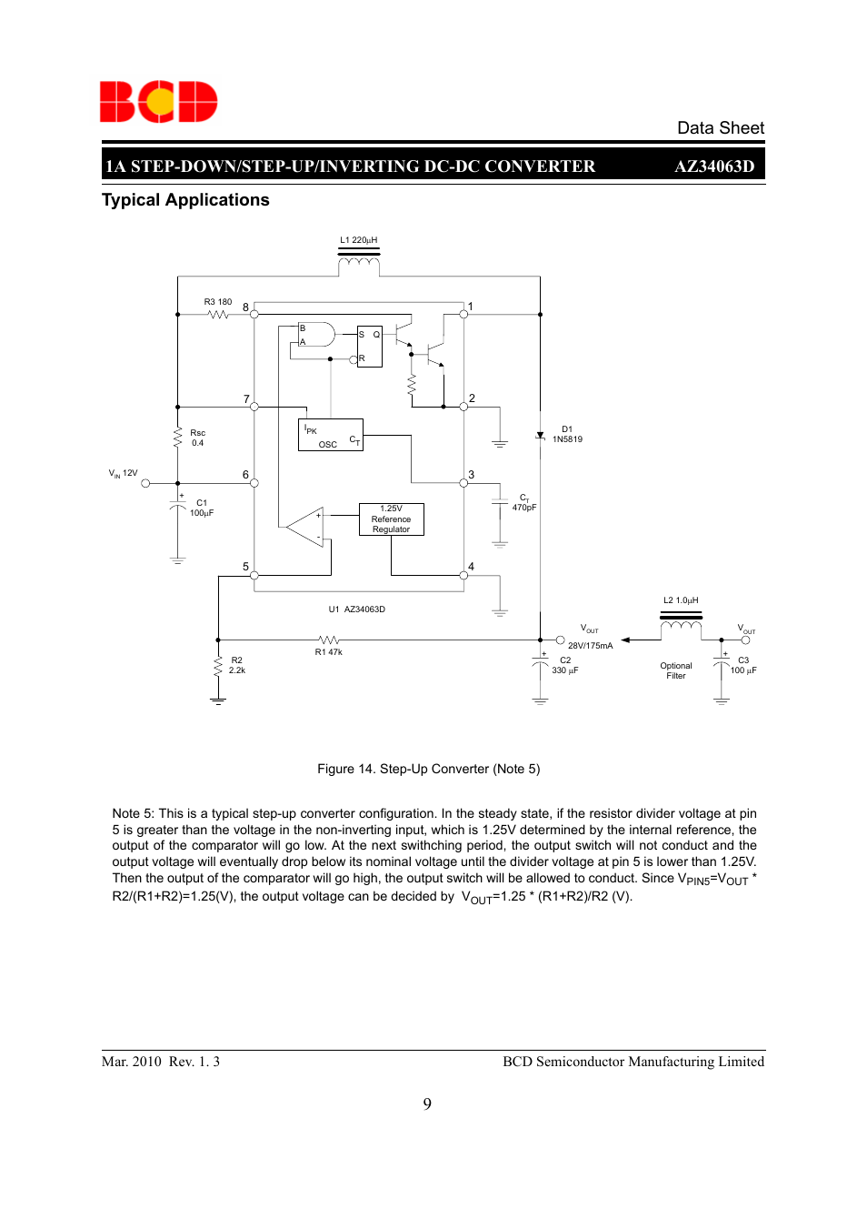 Data sheet typical applications | Diodes AZ34063D User Manual | Page 9 / 14
