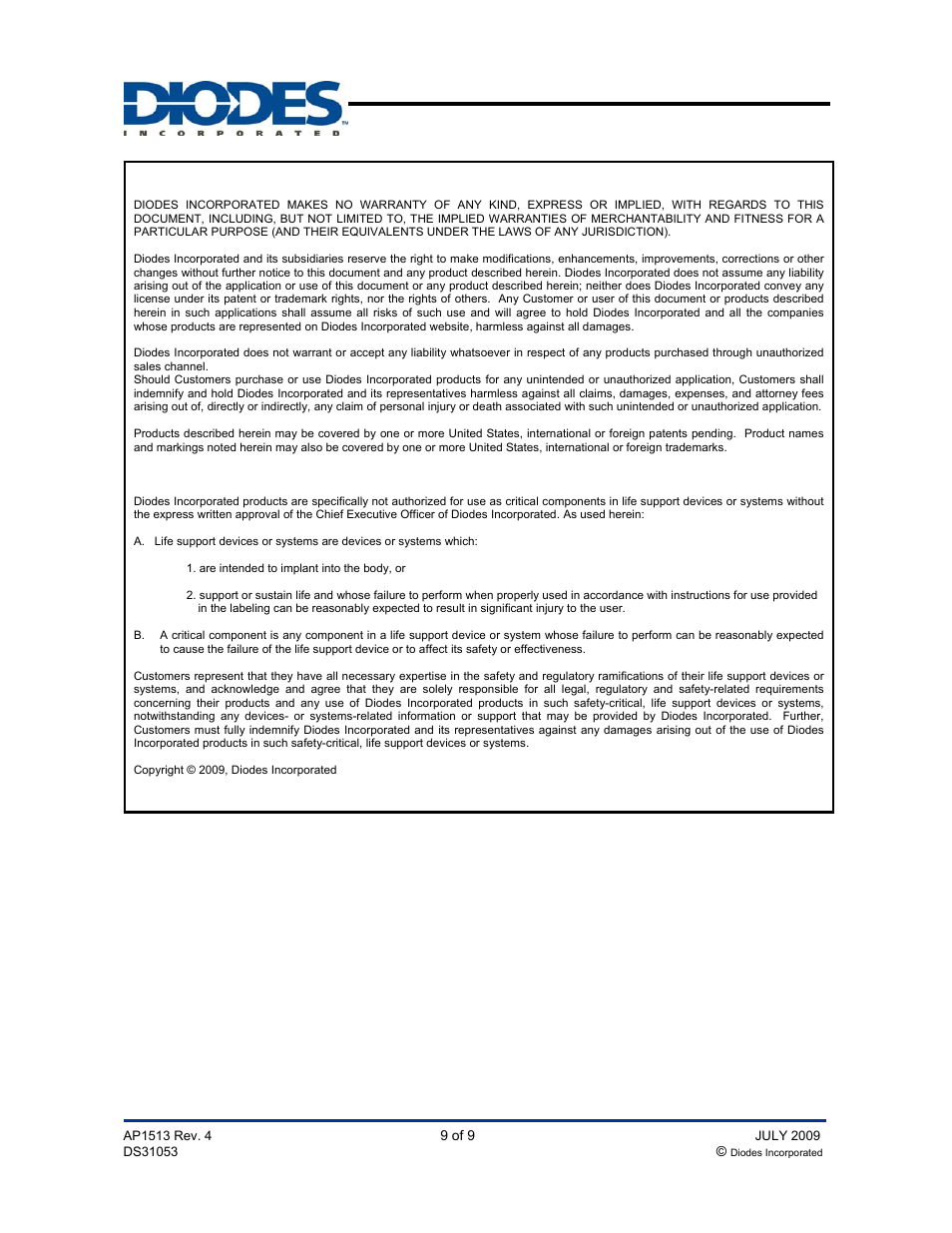 Ap1513, Pwm control 2a step-down converter | Diodes AP1513 User Manual | Page 9 / 9
