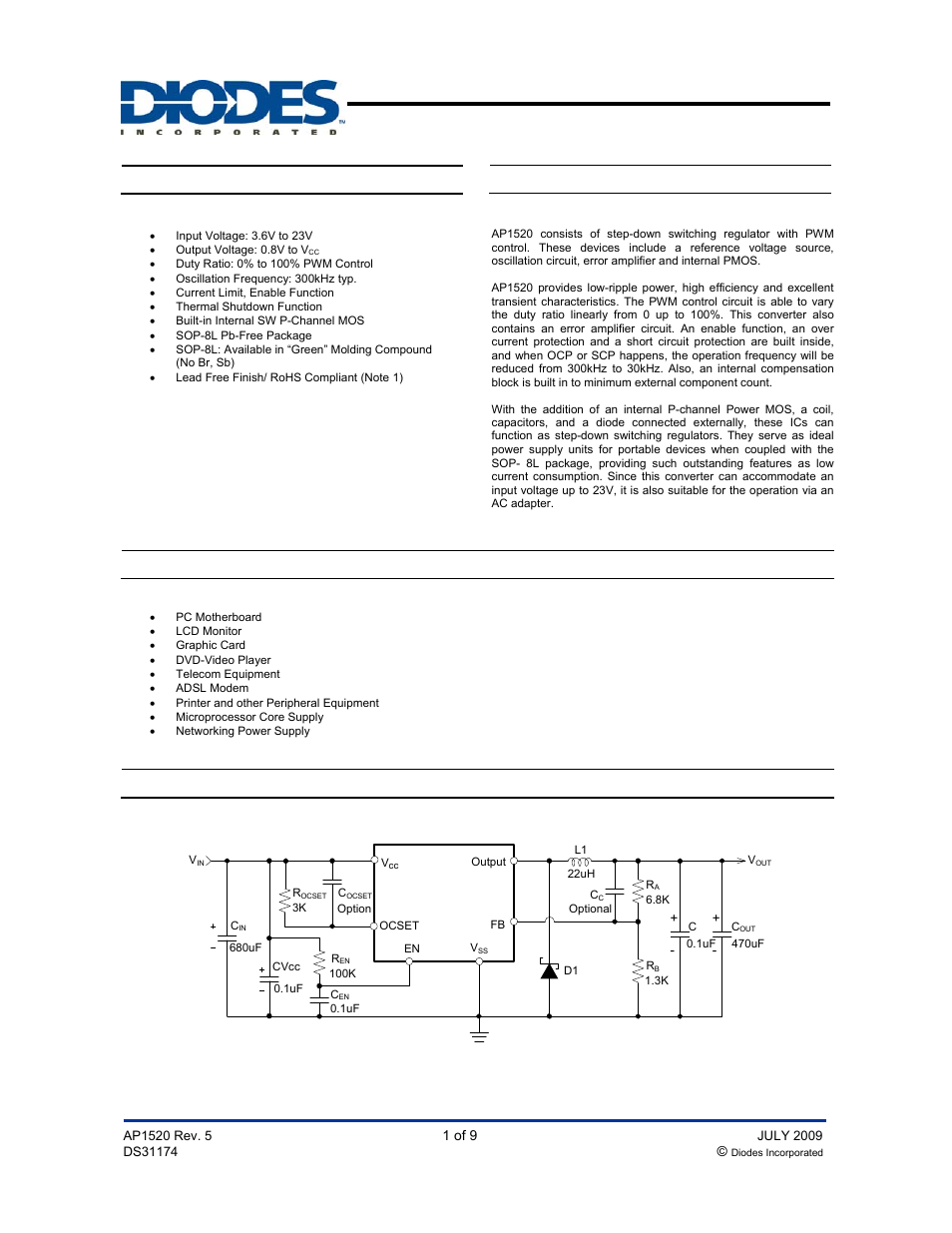 Diodes AP1520 User Manual | 9 pages