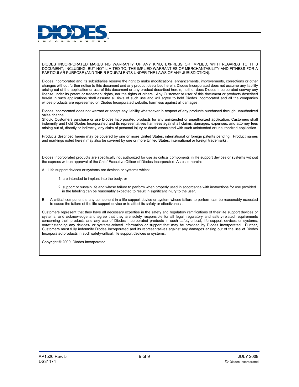 Ap1520, Pwm control 2a step-down converter | Diodes AP1520 User Manual | Page 9 / 9