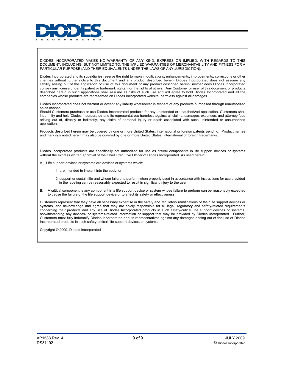 Ap1533, Pwm control 1.8a step-down converter | Diodes AP1533 User Manual | Page 9 / 9