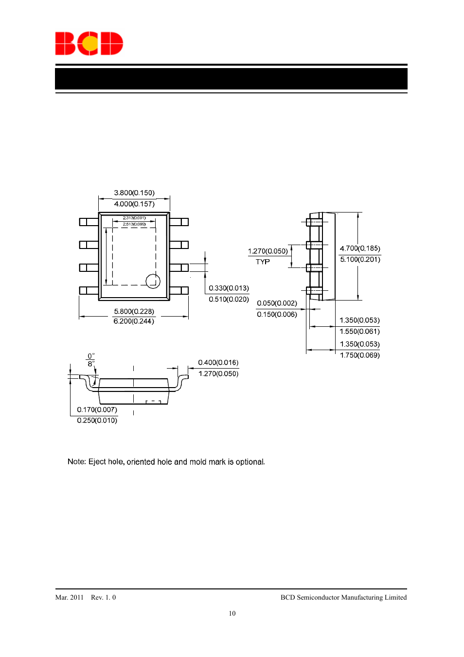 Preliminary datasheet, Mechanical dimensions, Psop-8 unit: mm(inch) | Diodes AP3203 User Manual | Page 10 / 11