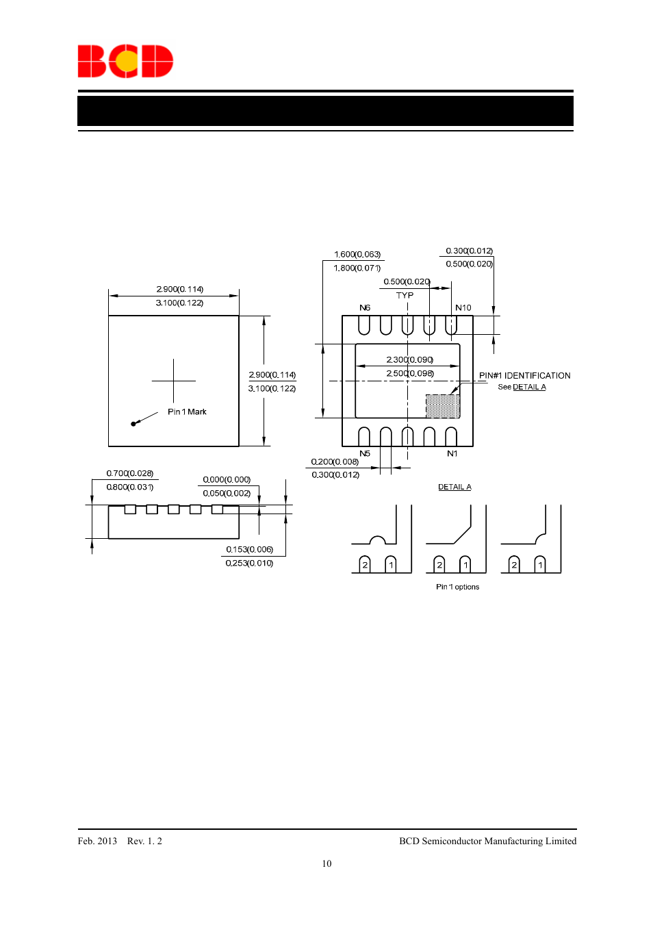 Preliminary datasheet, Mechanical dimensions dfn-3×3-10 unit:mm(inch) | Diodes AP3422 User Manual | Page 10 / 11