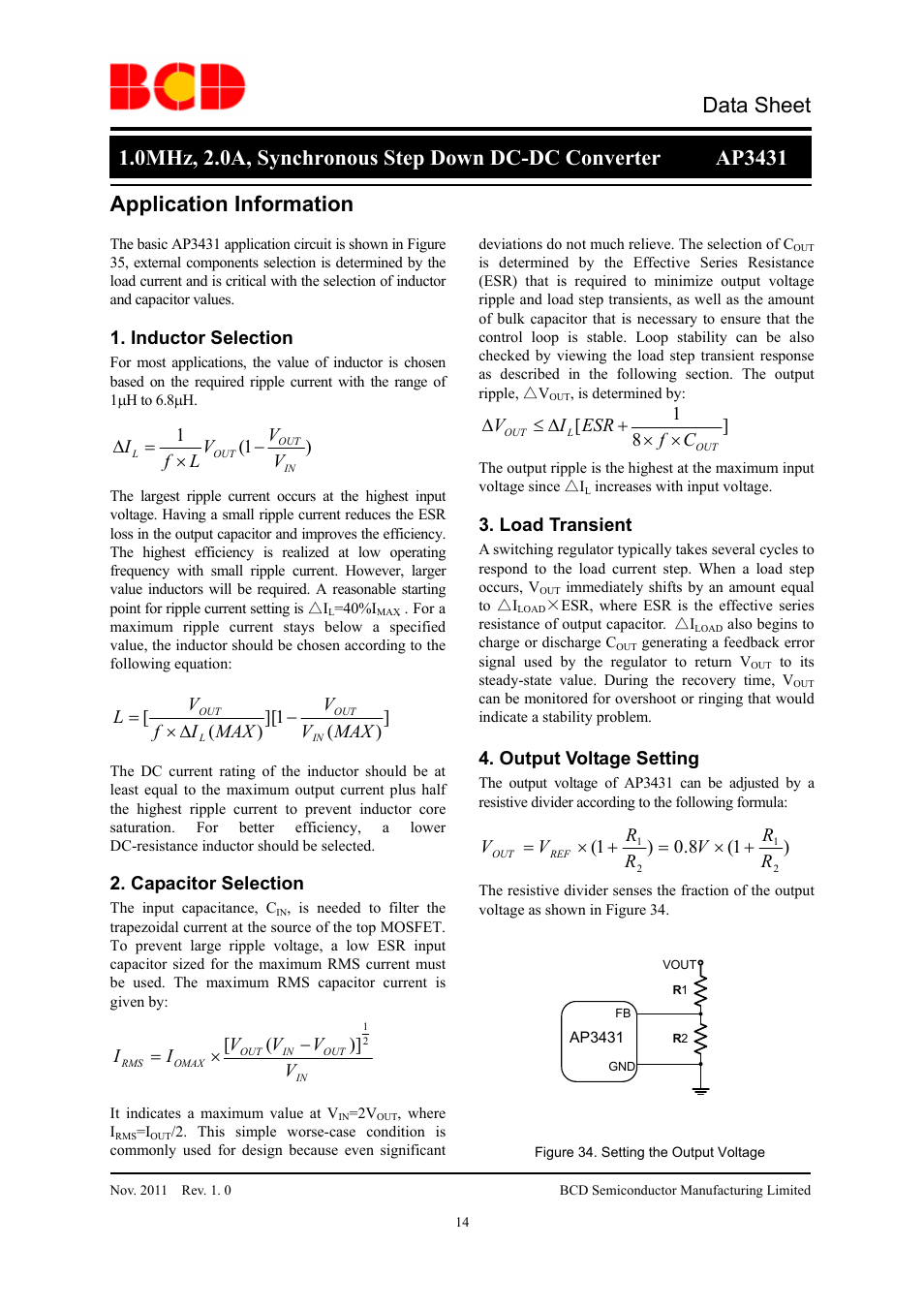 Data sheet, Application information | Diodes AP3431 User Manual | Page 14 / 19