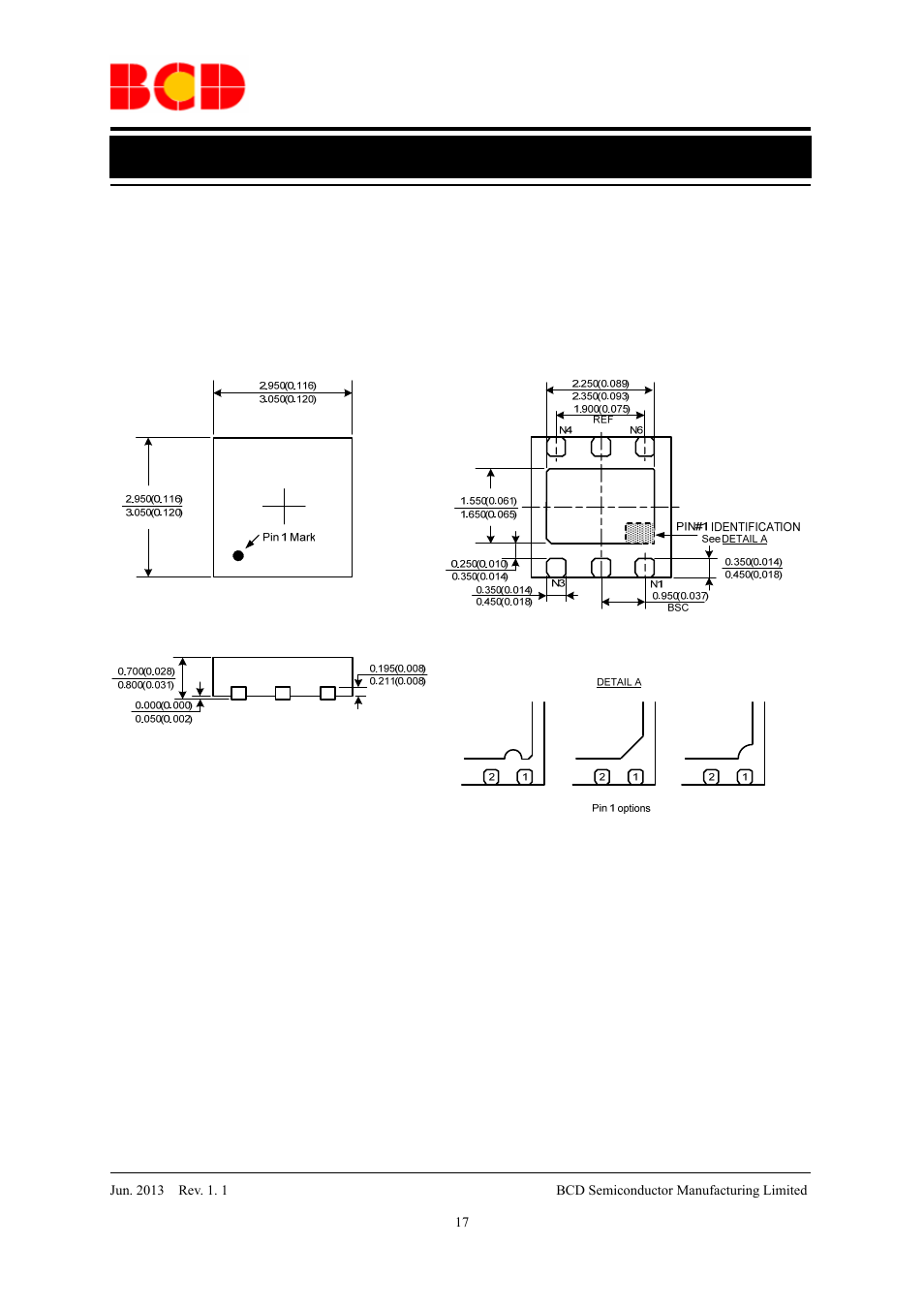 Data sheet, Mechanical dimensions dfn-3×3-6 unit: mm(inch) | Diodes AP3432 User Manual | Page 17 / 18