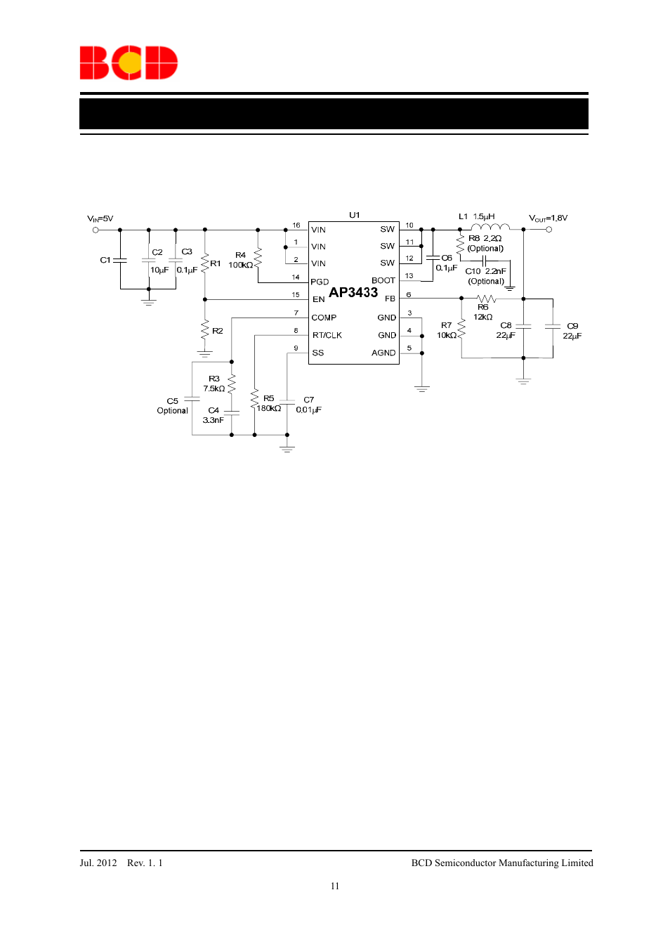 Preliminary datasheet, Typical application | Diodes AP3433 User Manual | Page 11 / 13