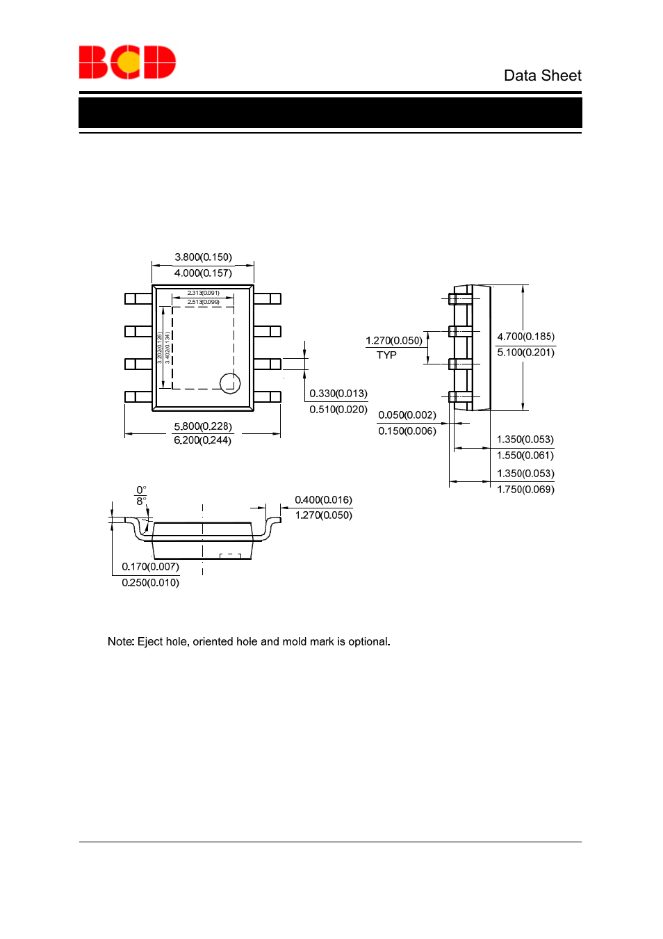 Data sheet, Mechanical dimensions psop-8 unit: mm(inch) | Diodes AP3503F User Manual | Page 10 / 11