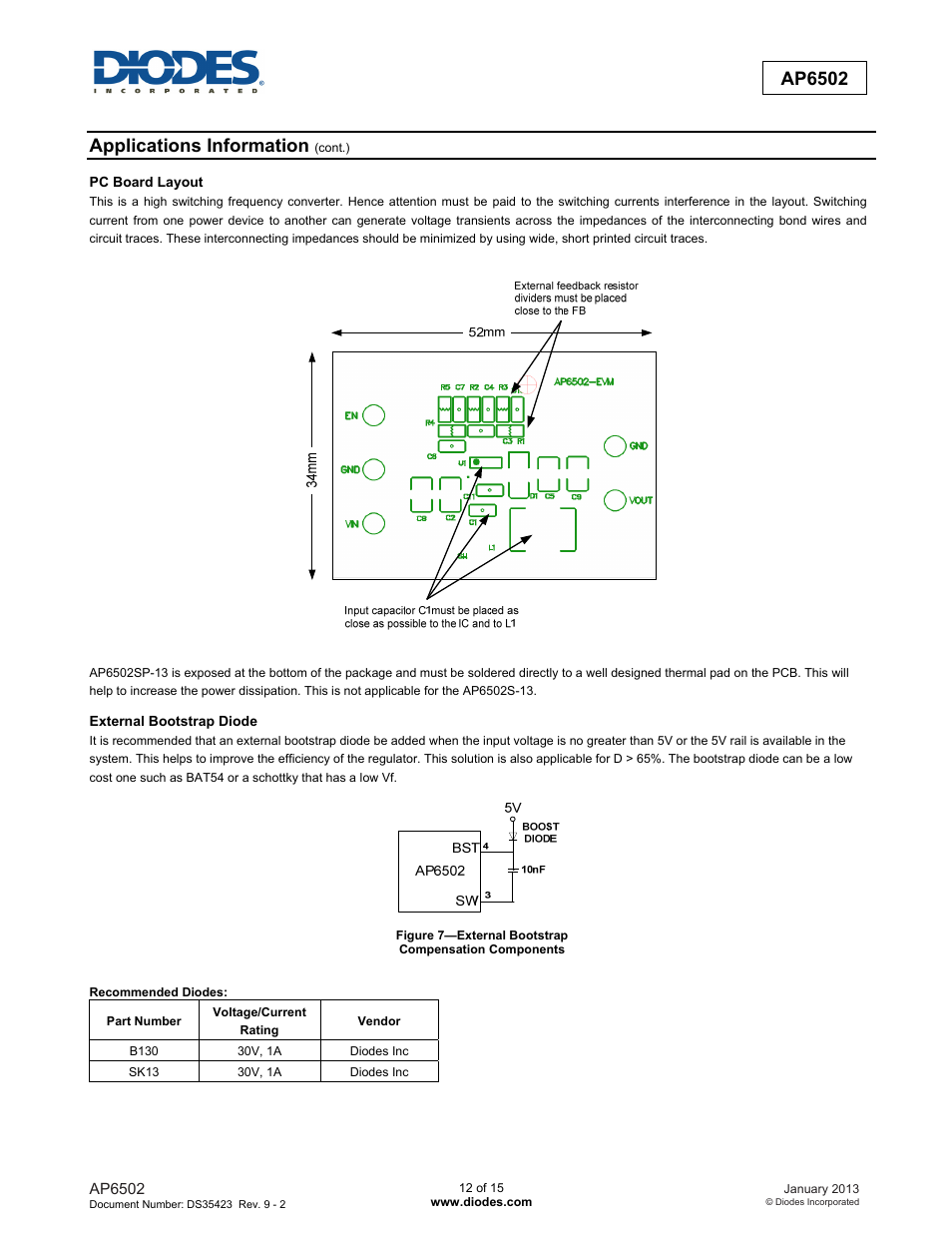 New prod uc t ap6502, Applications information | Diodes AP6502 User Manual | Page 12 / 15