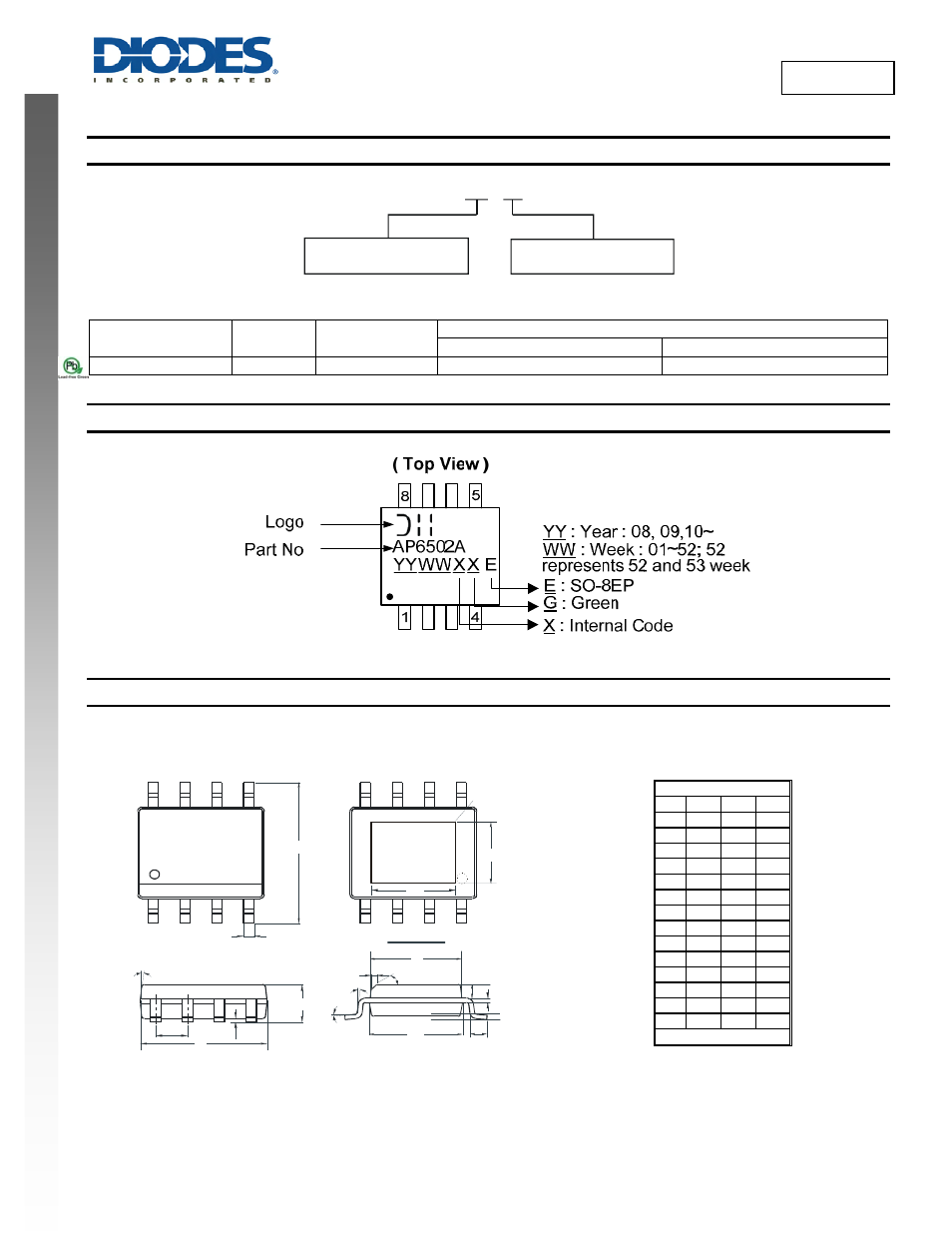 New prod uc t ap6502a, Ordering information, Marking information | Package outline dimensions | Diodes AP6502A User Manual | Page 12 / 14