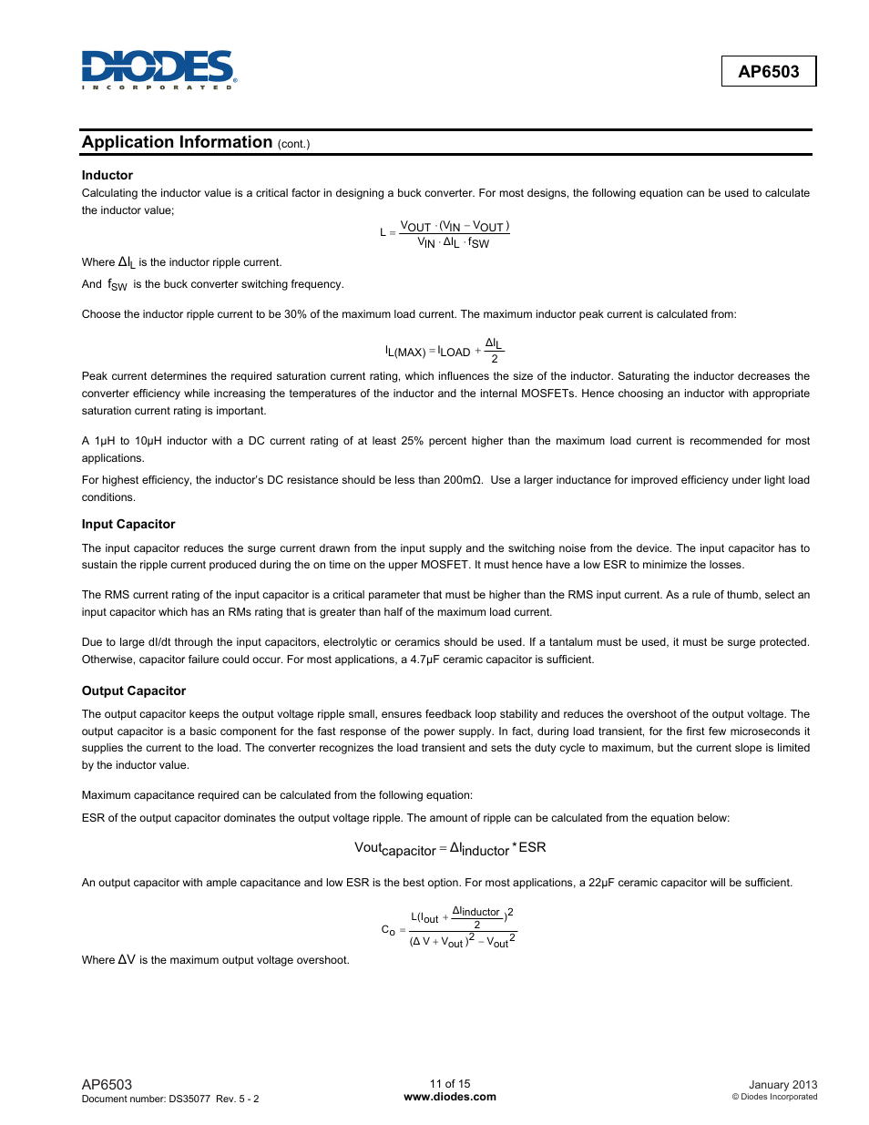 Ap6503, Application information | Diodes AP6503 User Manual | Page 11 / 15